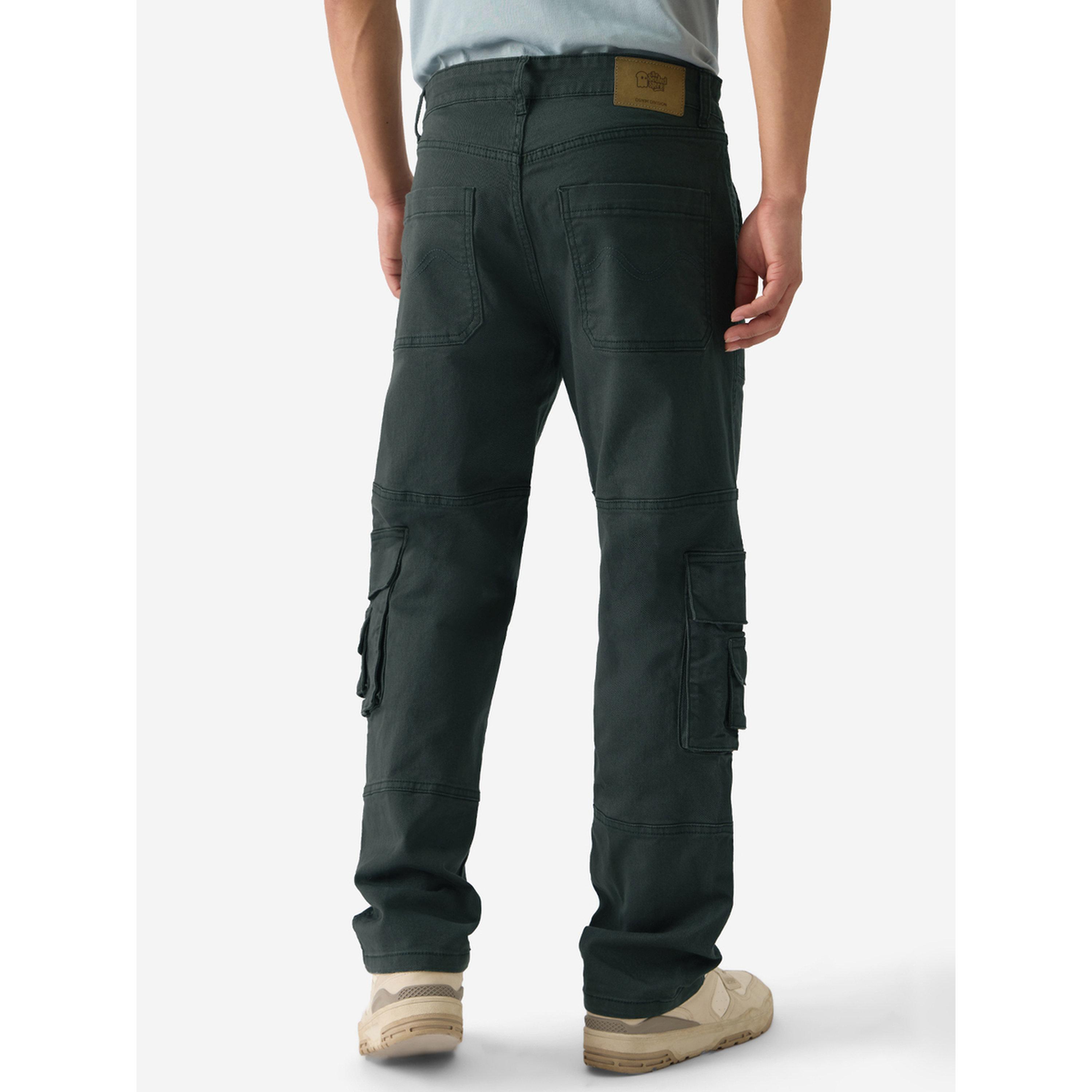 The Souled Store X Styli Men Dark Green Straight Fit Cargo Jeans-men-clothing-jeans-image-4