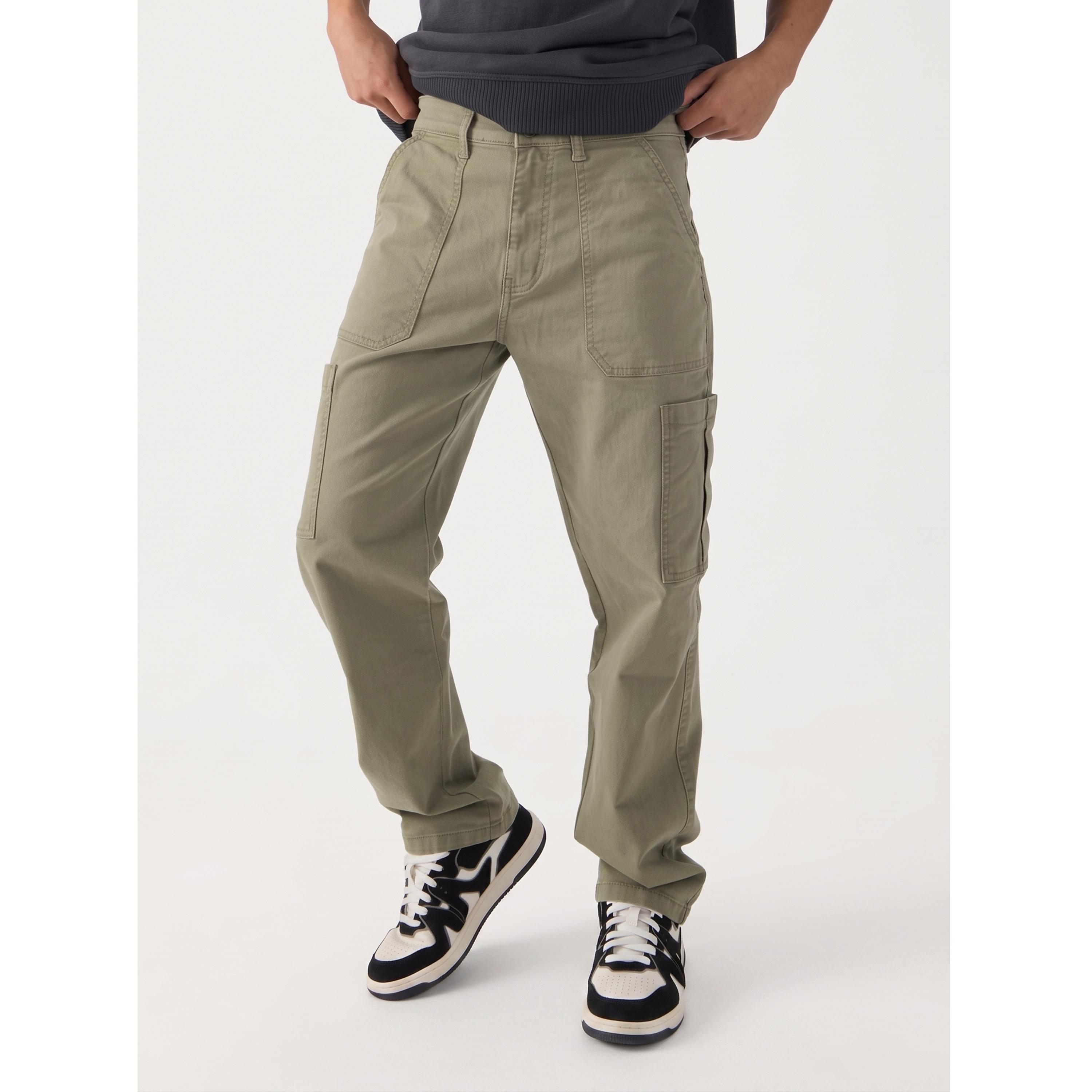 The Souled Store X Styli Men Olive Plain Straight Fit Jeans-men-clothing-jeans-image-1