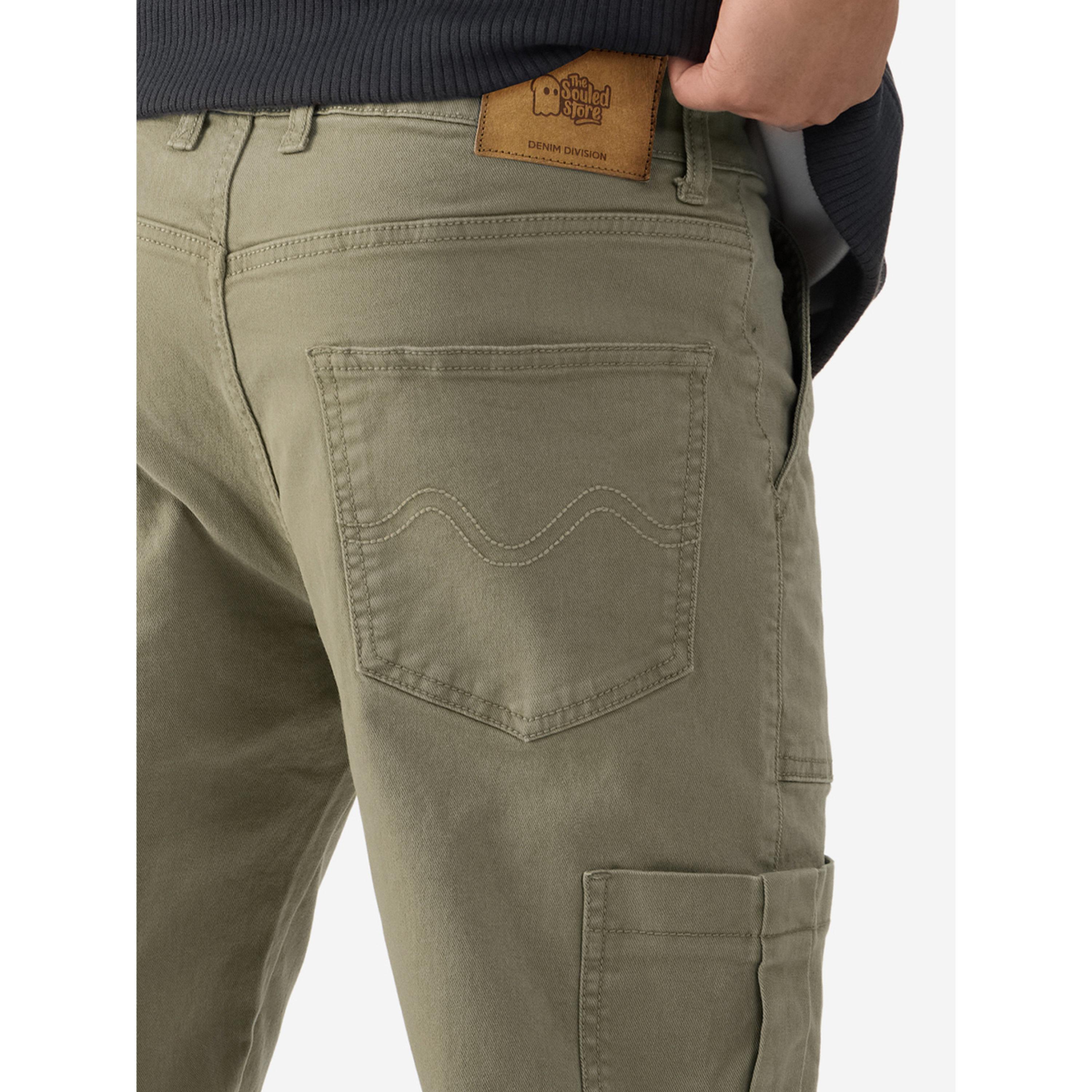 The Souled Store X Styli Men Olive Plain Straight Fit Jeans-men-clothing-jeans-image-4