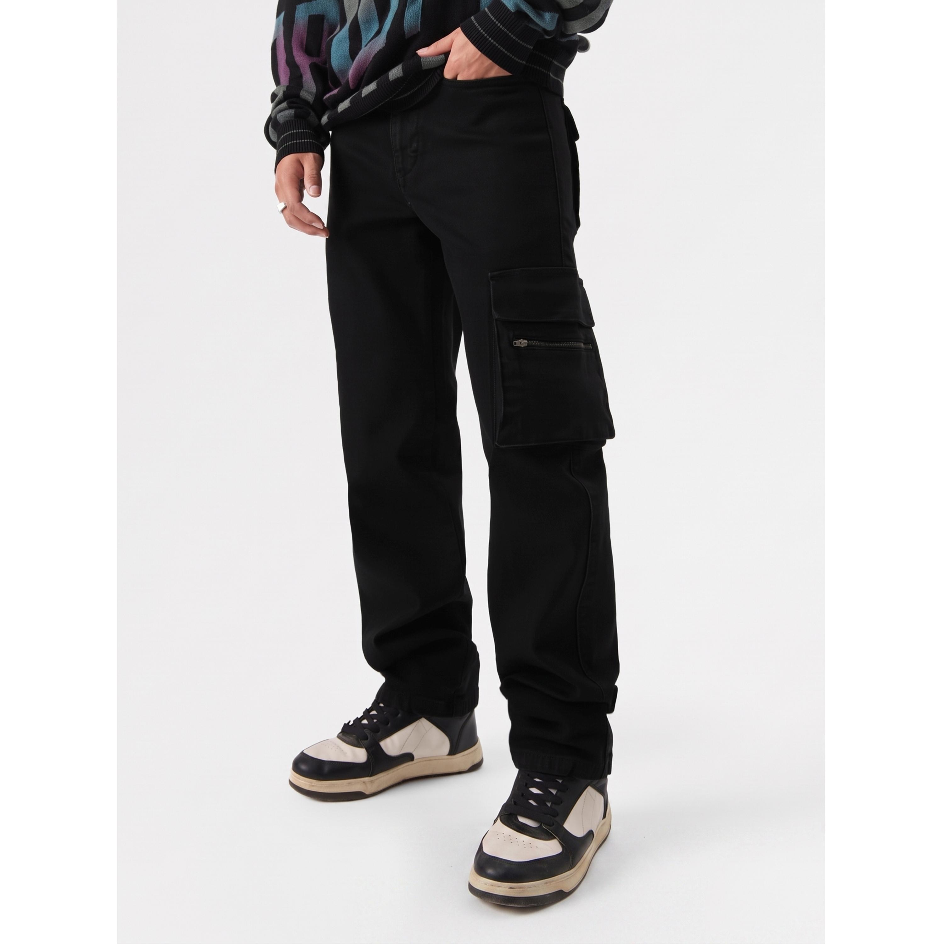 جينز كارجو رجالي أسود بقصة مستقيمة-men-clothing-jeans-image-1