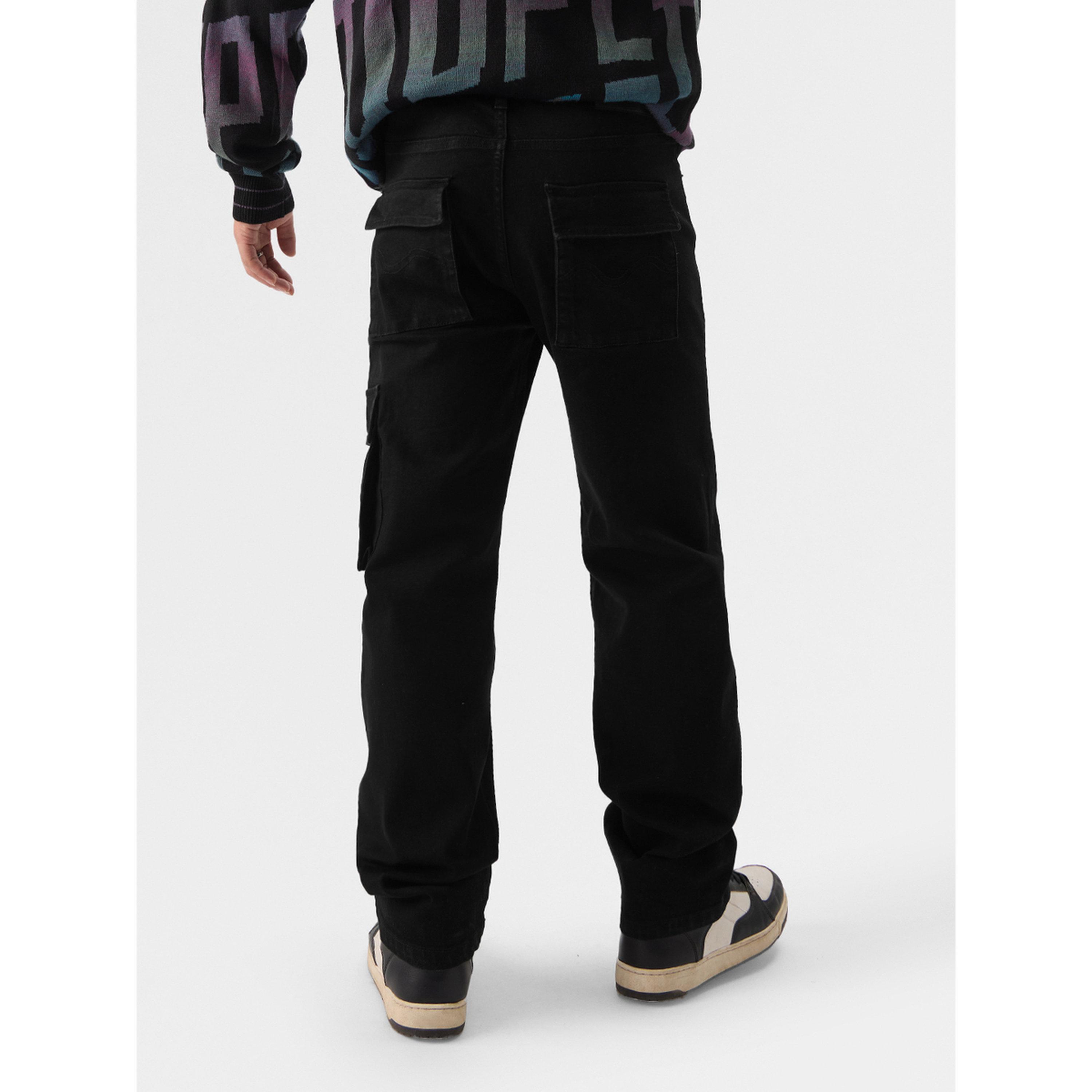 The Souled Store X Styli Men Black Straight Fit Cargo Jeans-men-clothing-jeans-image-3