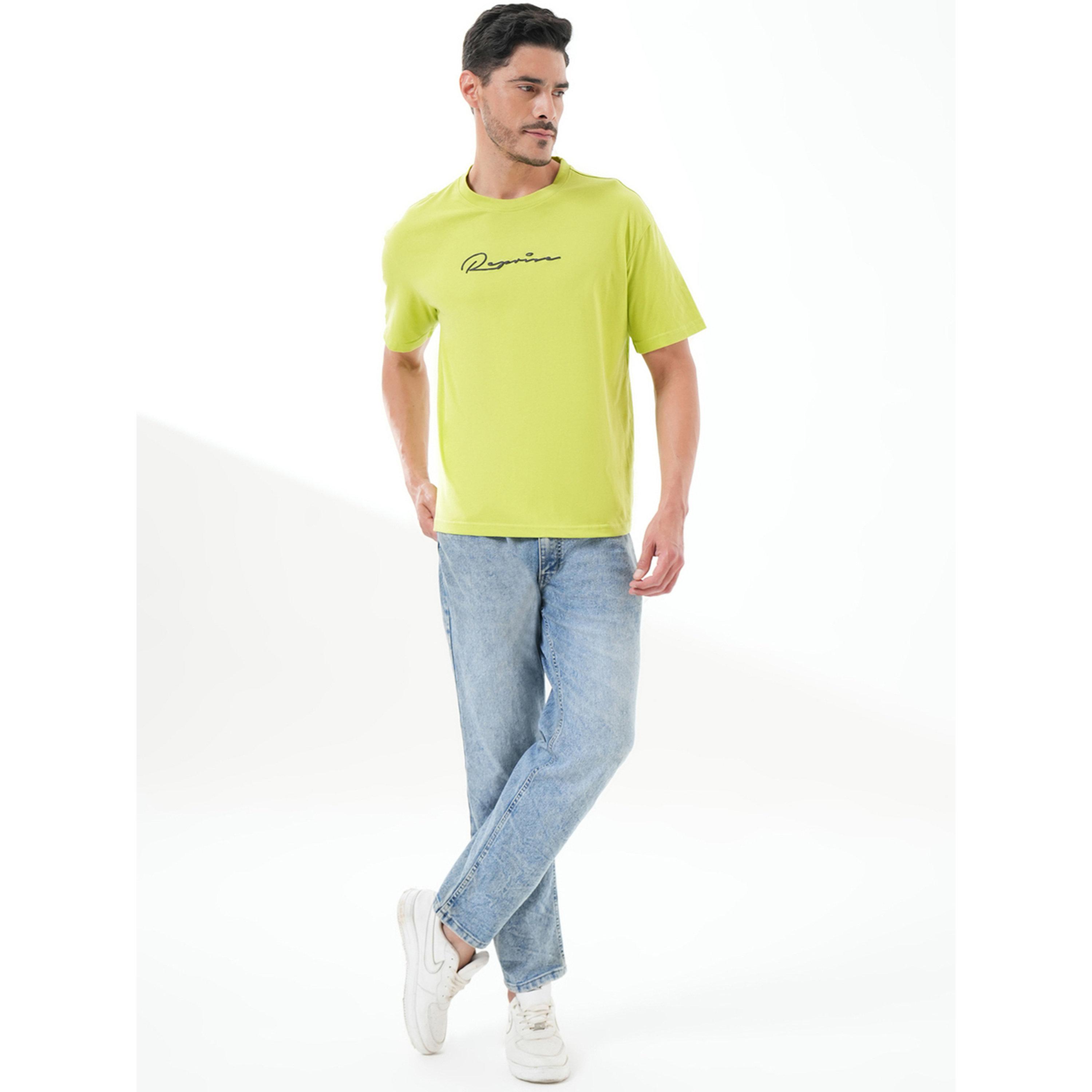تيشيرت بأكمام قصيرة وياقة دائرية وطبعة رسومات باللون الأخضر النيون-men-clothing-tshirtsandpolos-tshirts-image-2