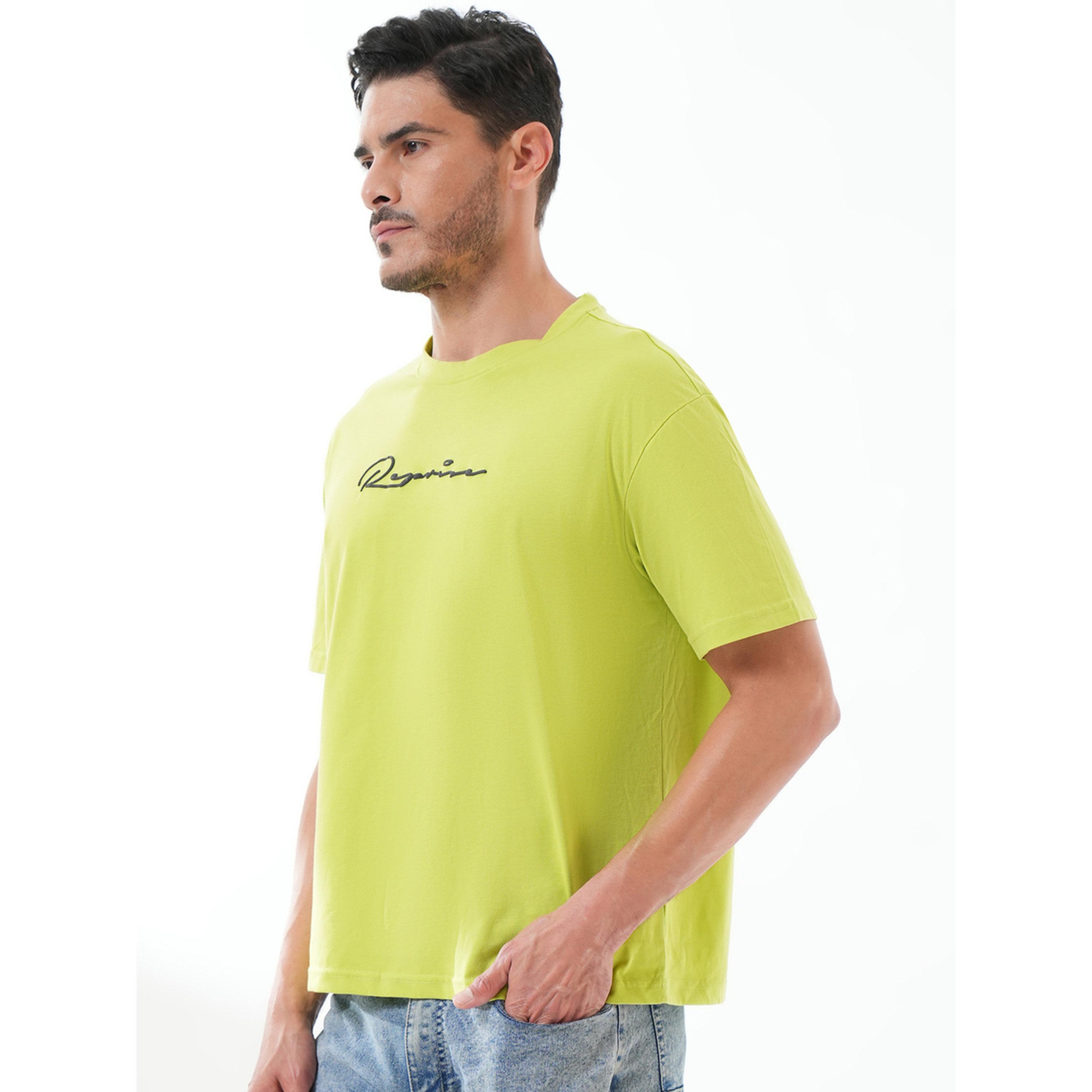 تيشيرت بأكمام قصيرة وياقة دائرية وطبعة رسومات باللون الأخضر النيون-men-clothing-tshirtsandpolos-tshirts-image-3