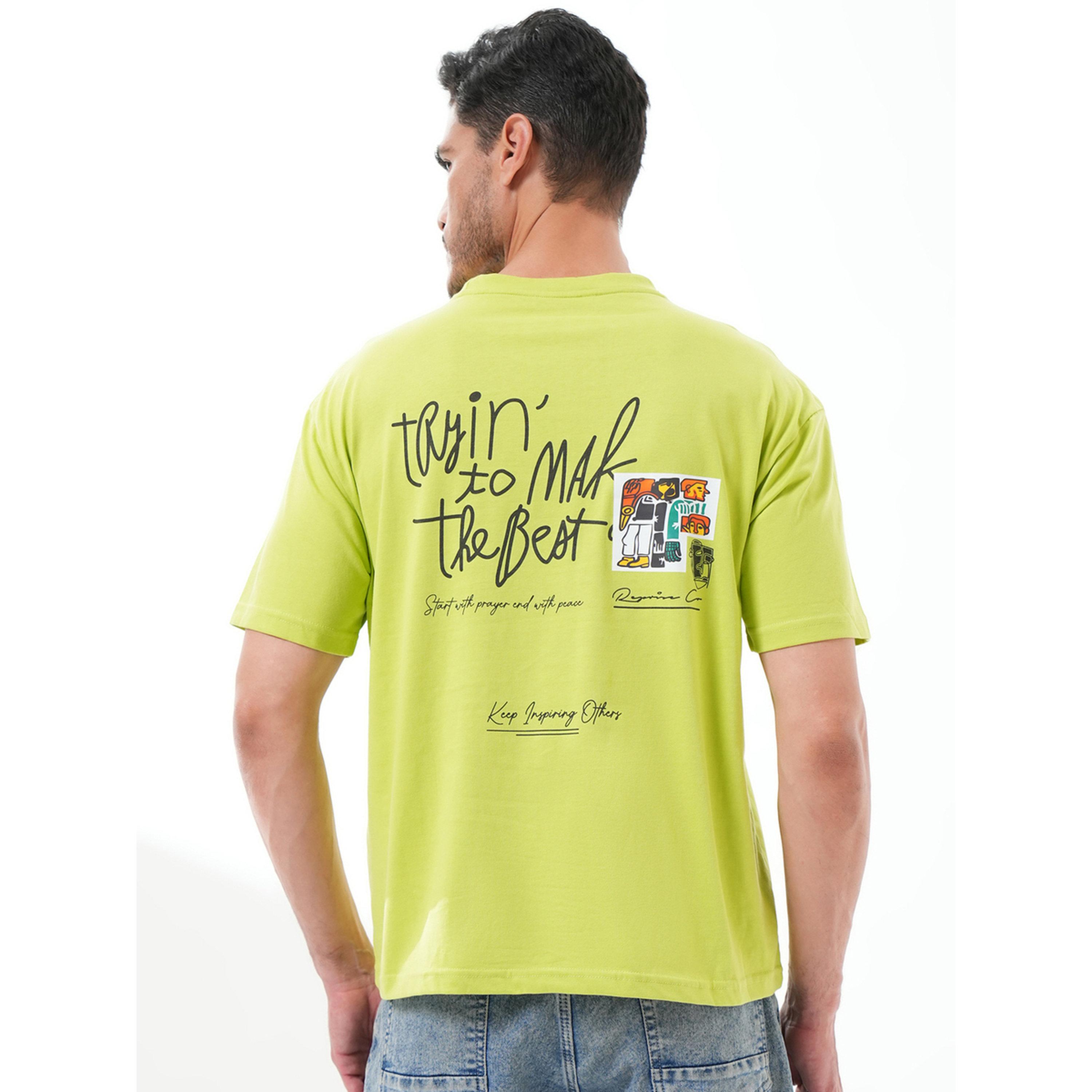 تيشيرت بأكمام قصيرة وياقة دائرية وطبعة رسومات باللون الأخضر النيون-men-clothing-tshirtsandpolos-tshirts-image-5