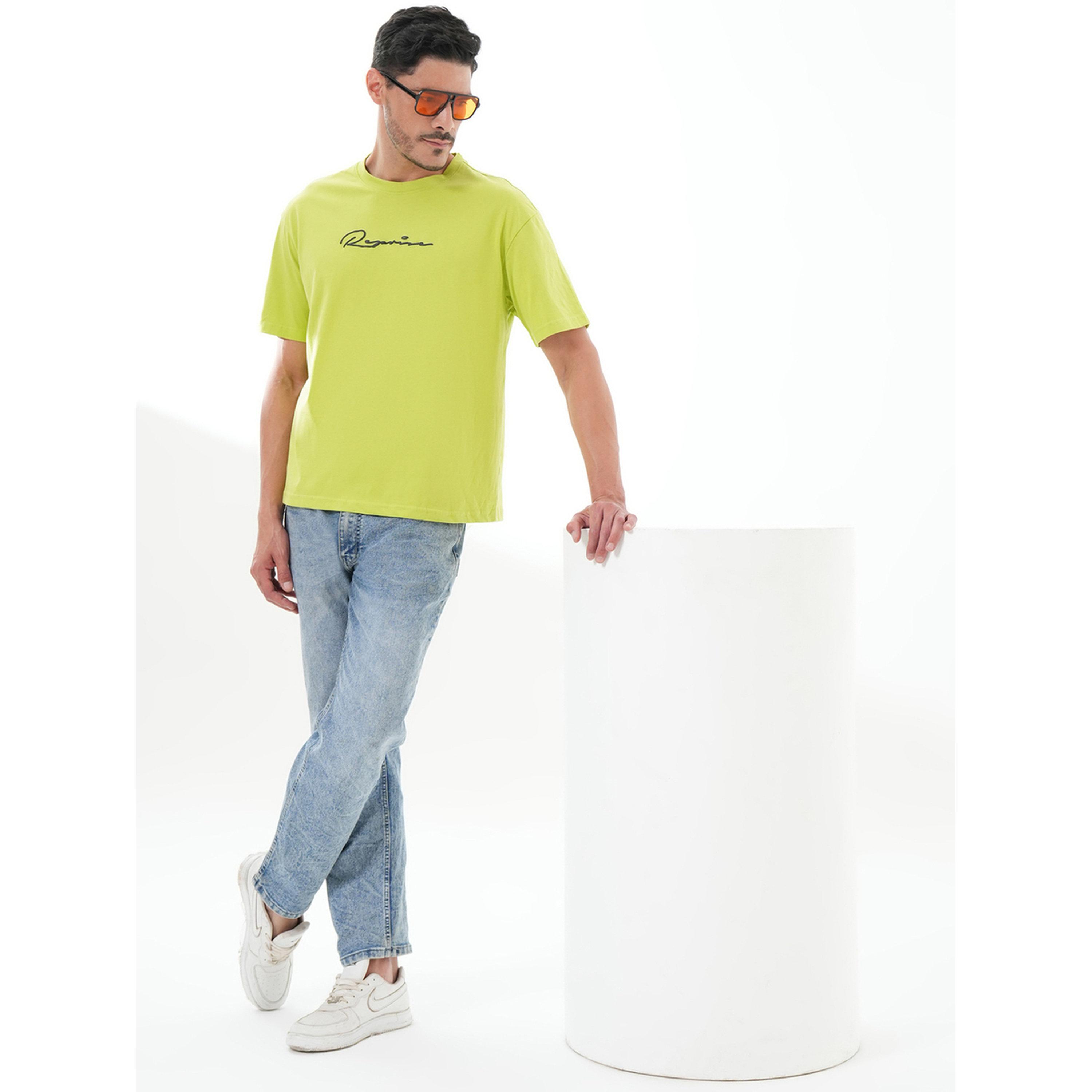 تيشيرت بأكمام قصيرة وياقة دائرية وطبعة رسومات باللون الأخضر النيون-men-clothing-tshirtsandpolos-tshirts-image-6