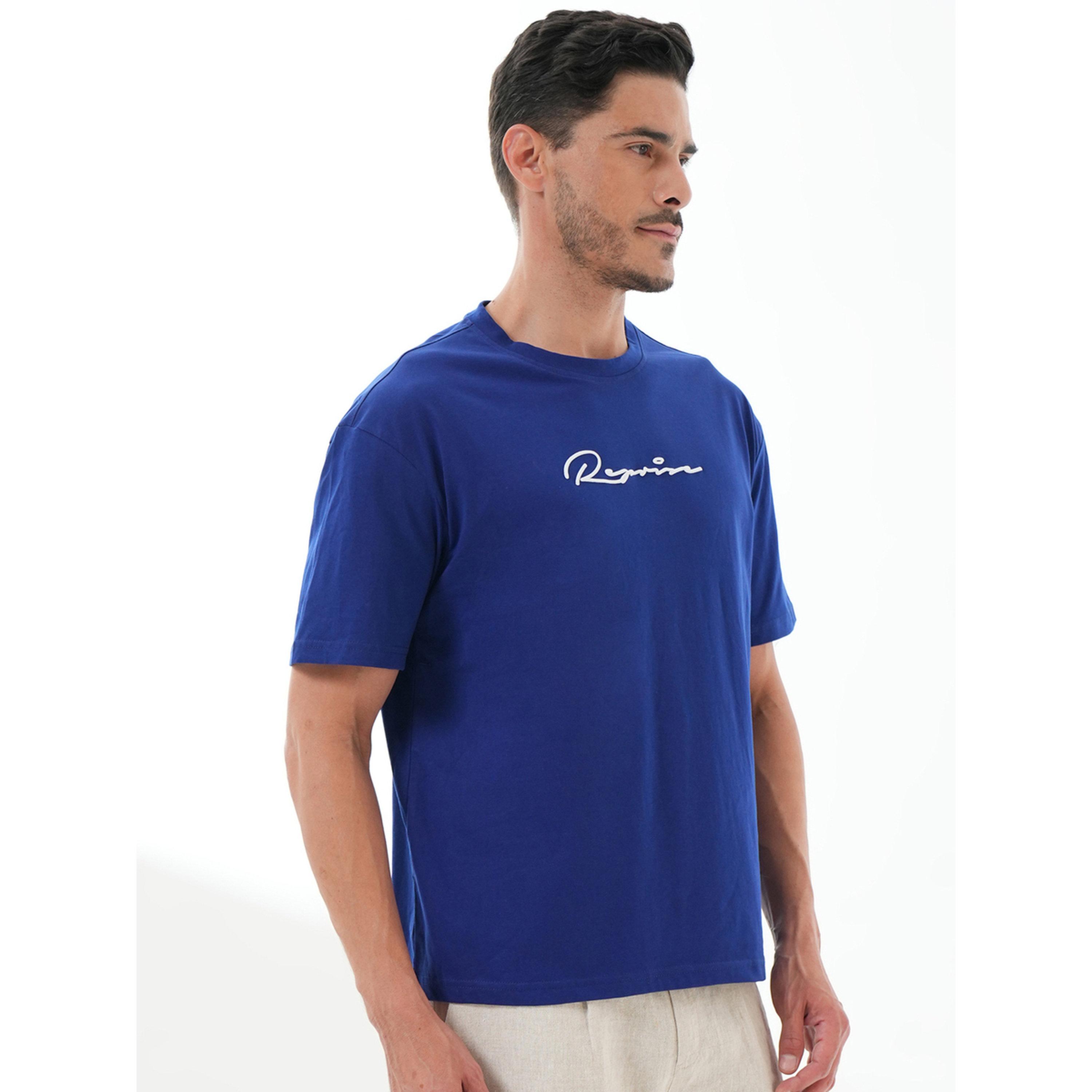 تيشيرت بأكمام قصيرة وياقة دائرية وطبعة رسومات باللون الأزرق-men-clothing-tshirtsandpolos-tshirts-image-4