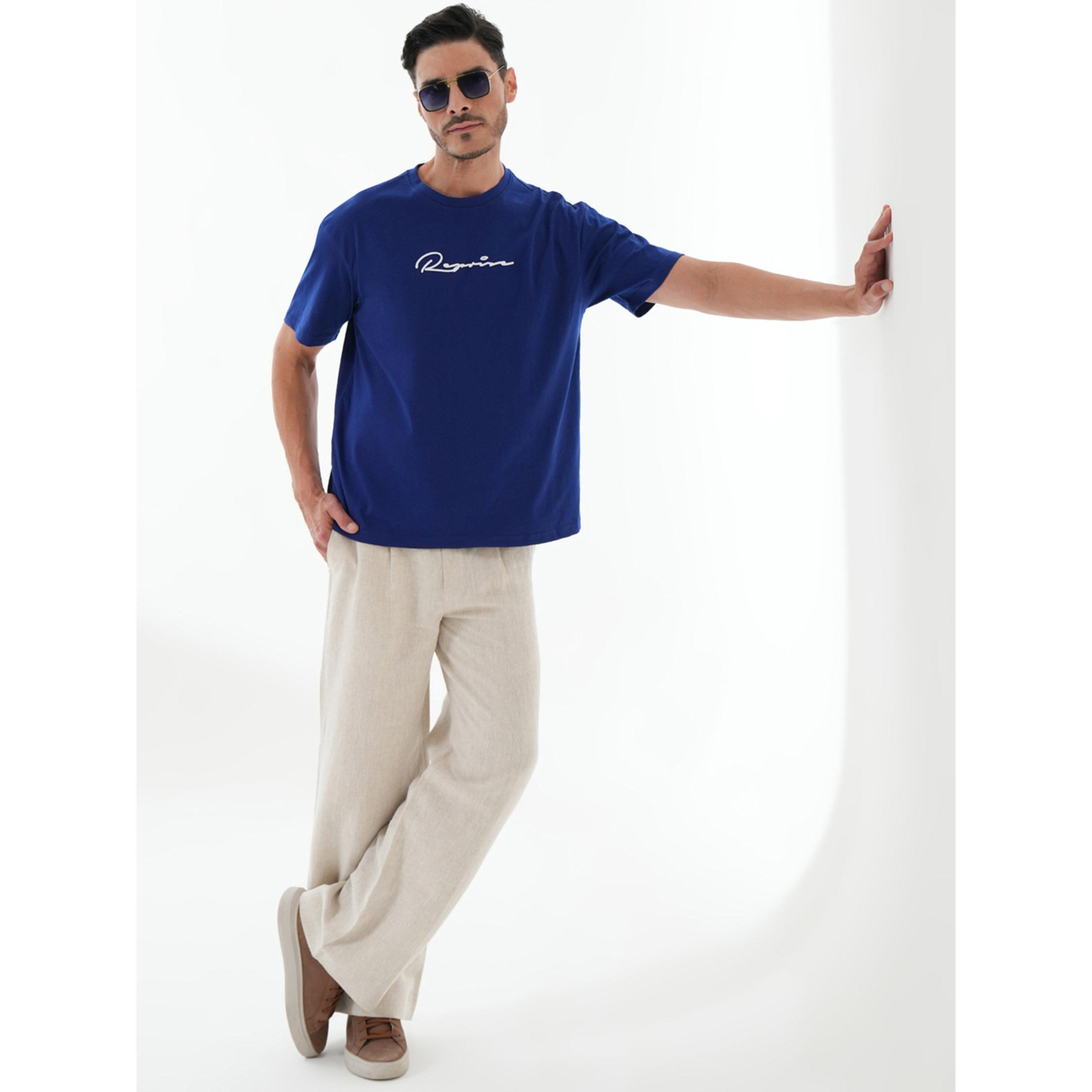 تيشيرت بأكمام قصيرة وياقة دائرية وطبعة رسومات باللون الأزرق-men-clothing-tshirtsandpolos-tshirts-image-6