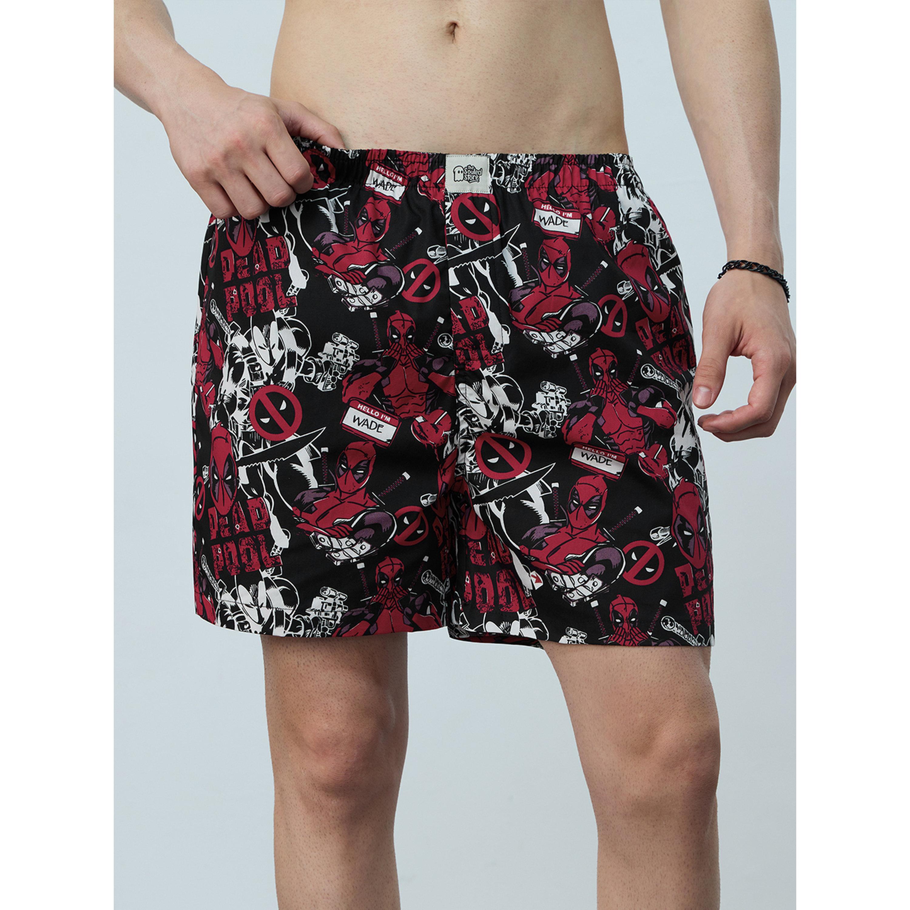 بوكسر قطن أسود مطبوع بديدبول-men-clothing-innerwear-underwear-image-1