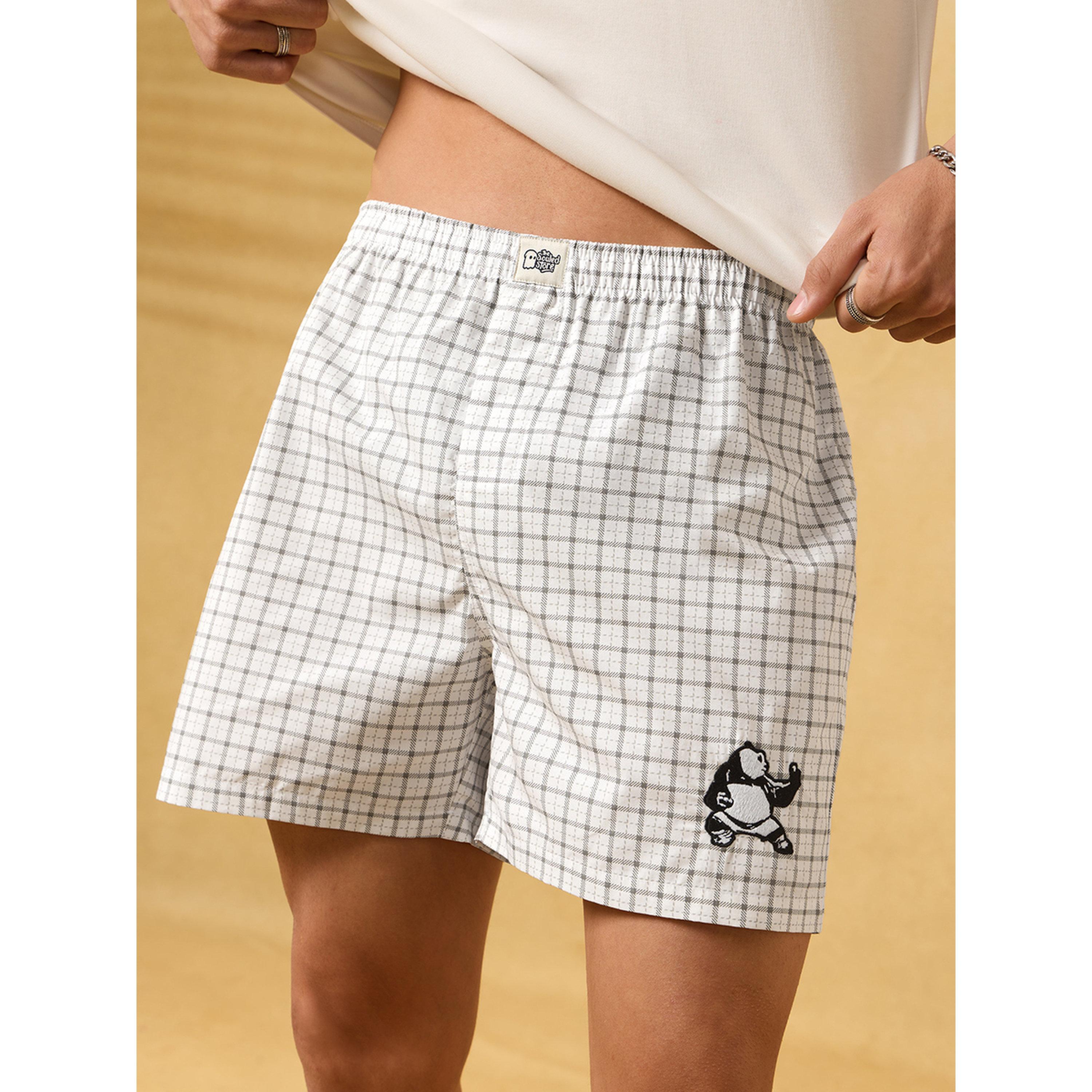The Souled Store X Styli White Plaid Boxers with Panda Embroidery-men-clothing-innerwear-underwear-image-1