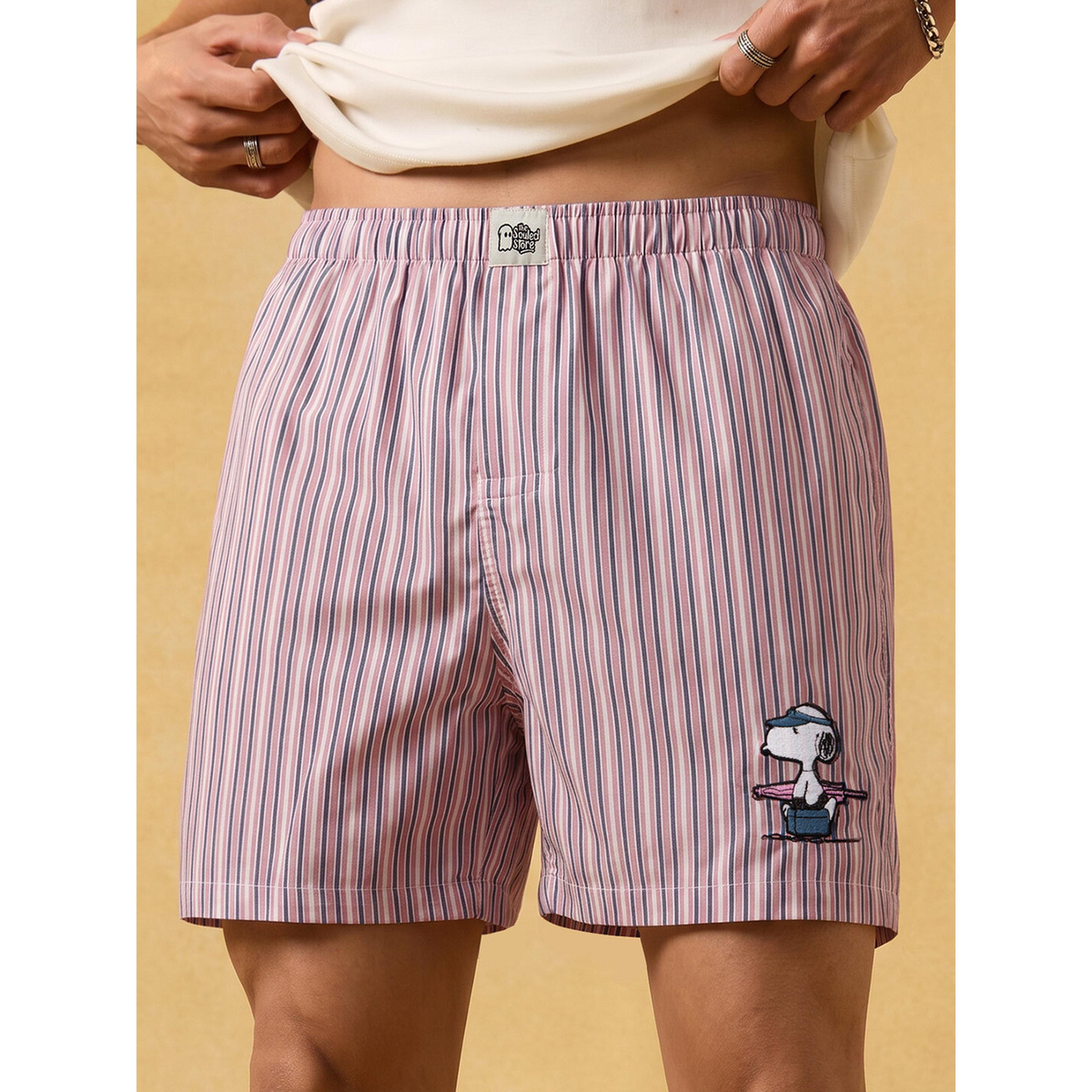 بوكسر رجالي وردي مخطط بتطريز سنوبي-men-clothing-innerwear-underwear-image-1
