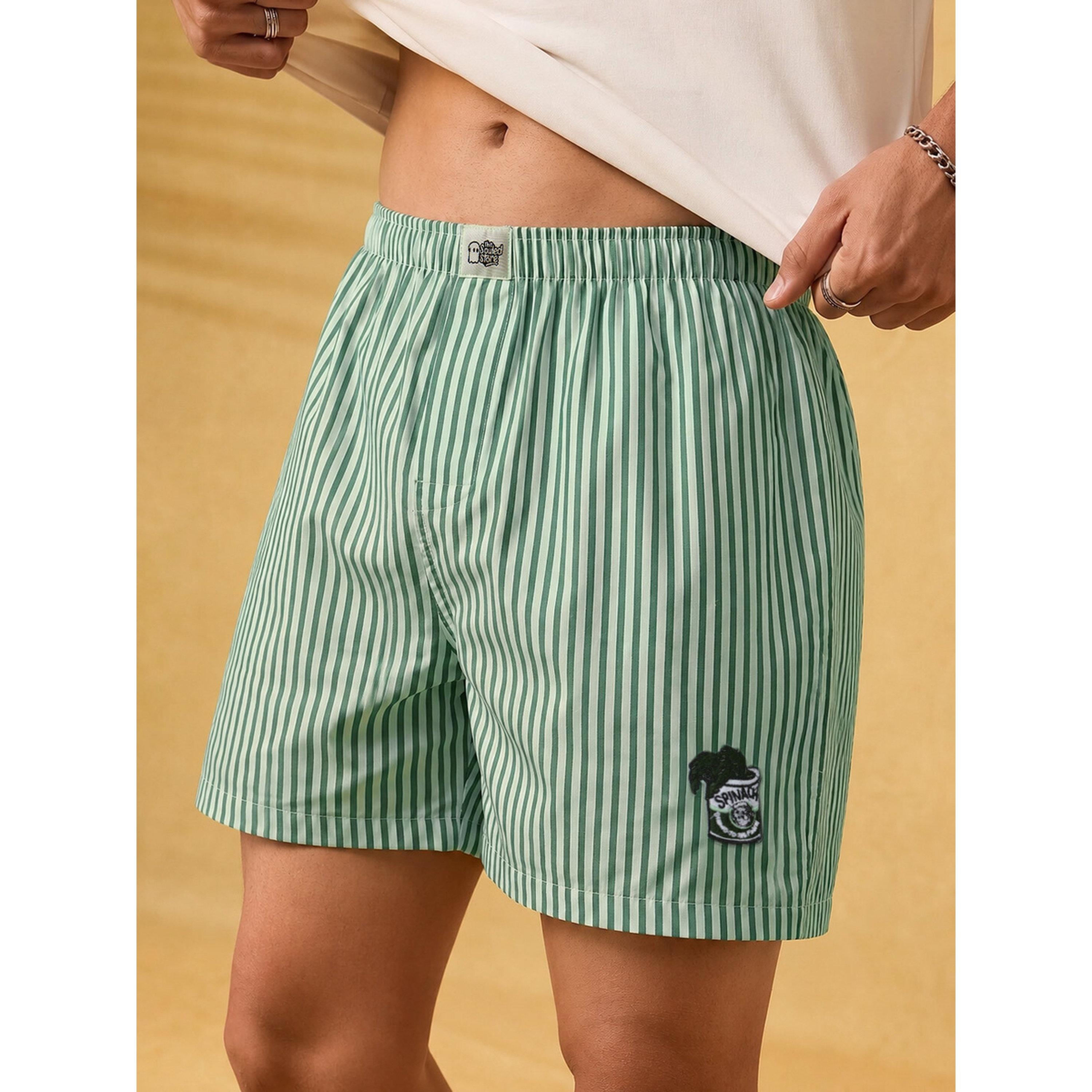 The Souled Store X Styli Men Olive Green Striped Boxers-men-clothing-innerwear-underwear-image-1
