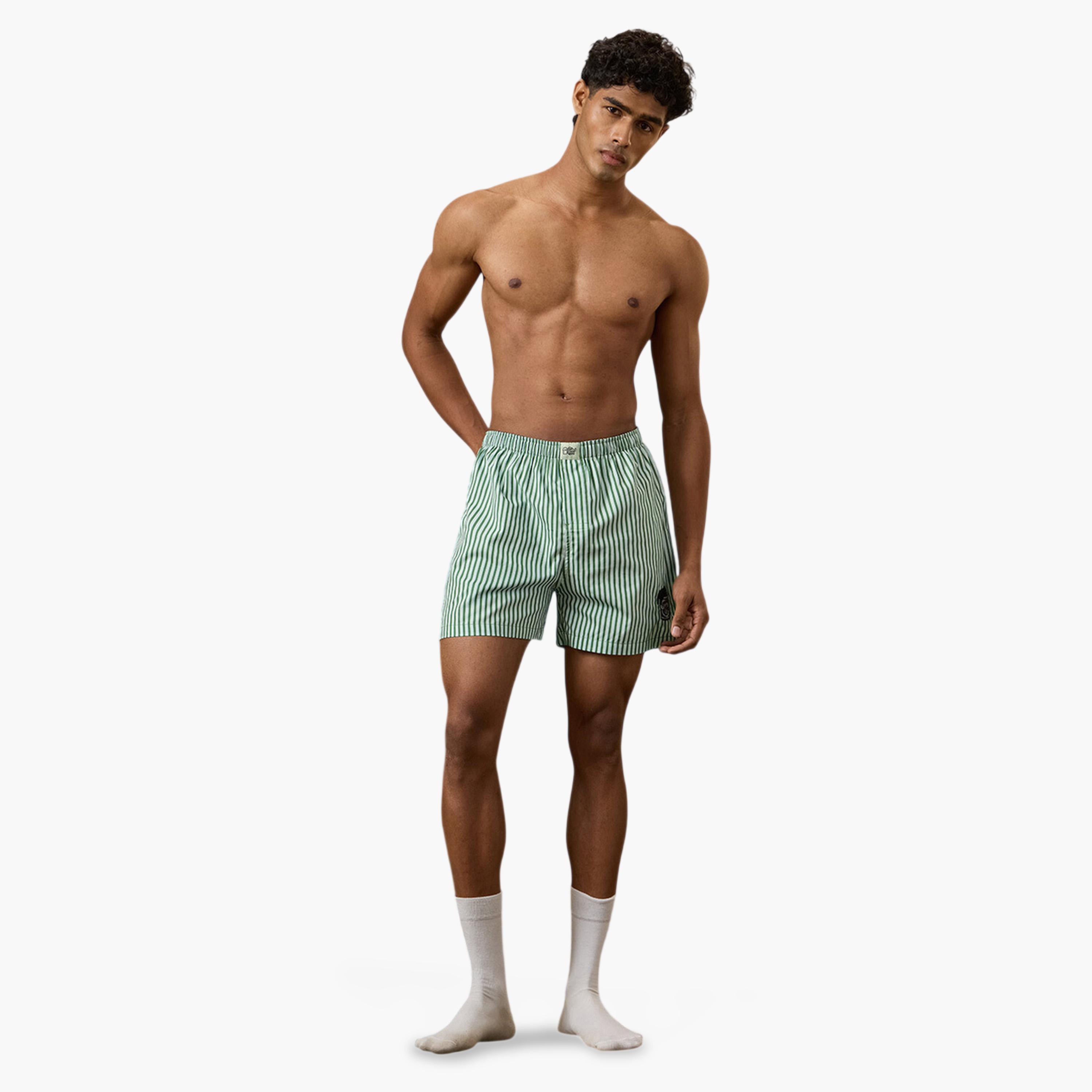 The Souled Store X Styli Men Olive Green Striped Boxers-men-clothing-innerwear-underwear-image-2