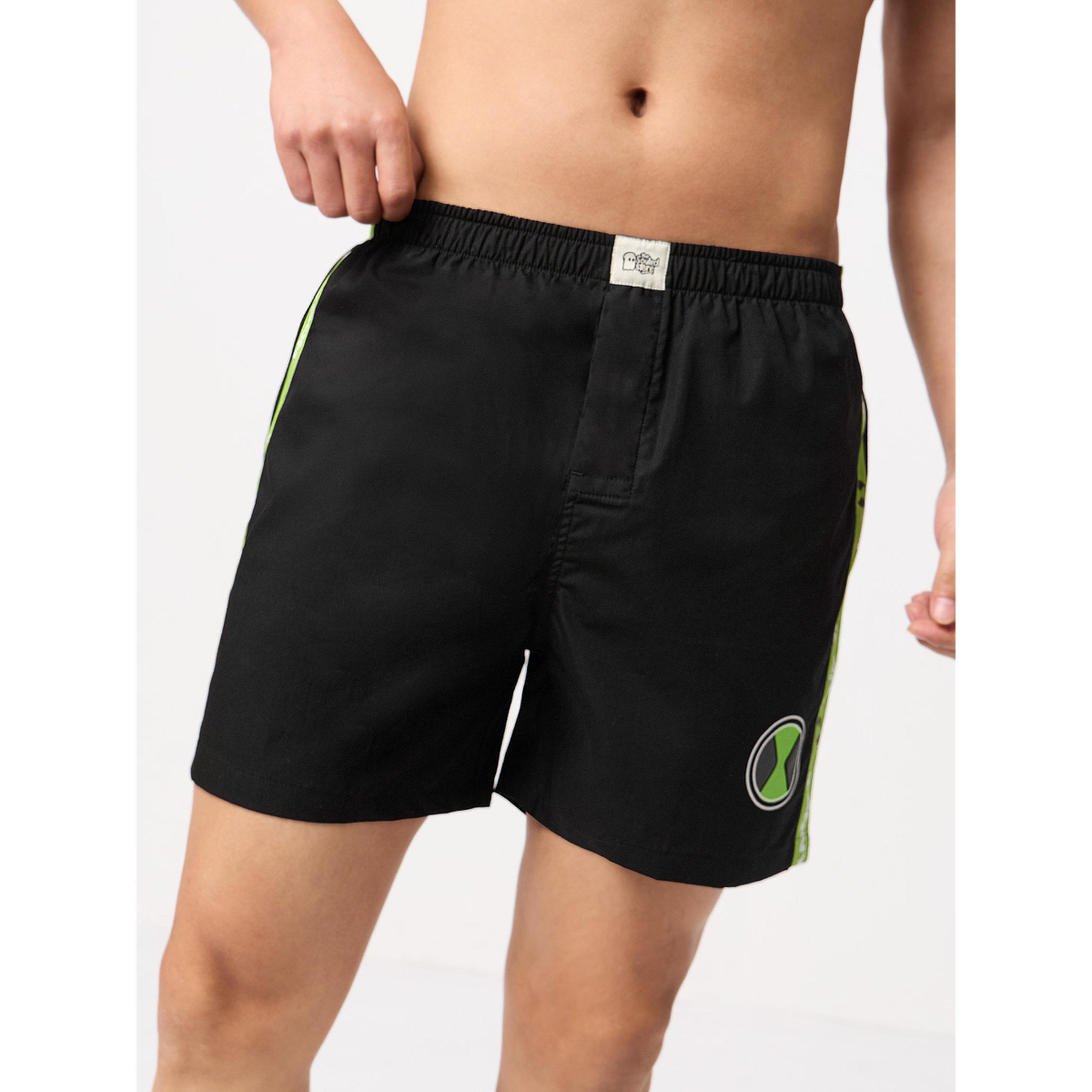 بوكسر رجالي أسود بن 10 بشريط جانبي-men-clothing-innerwear-underwear-image-1