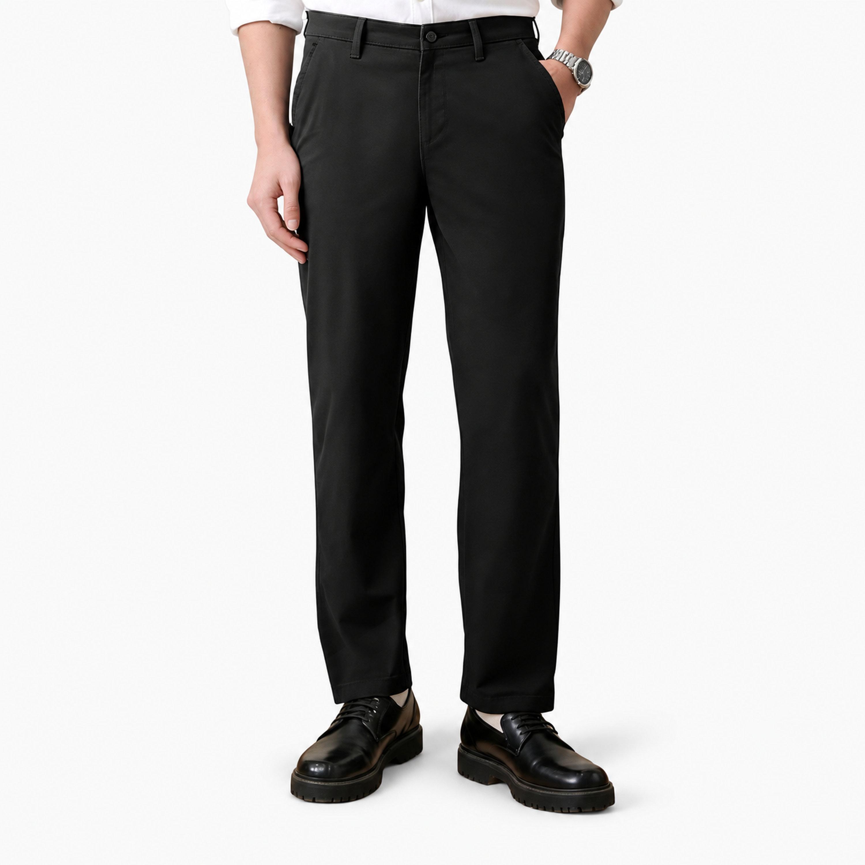 بنطال بقصة كلاسيكية للرجال باللون الأسود-men-clothing-trousersandchinos-trousers-image-1
