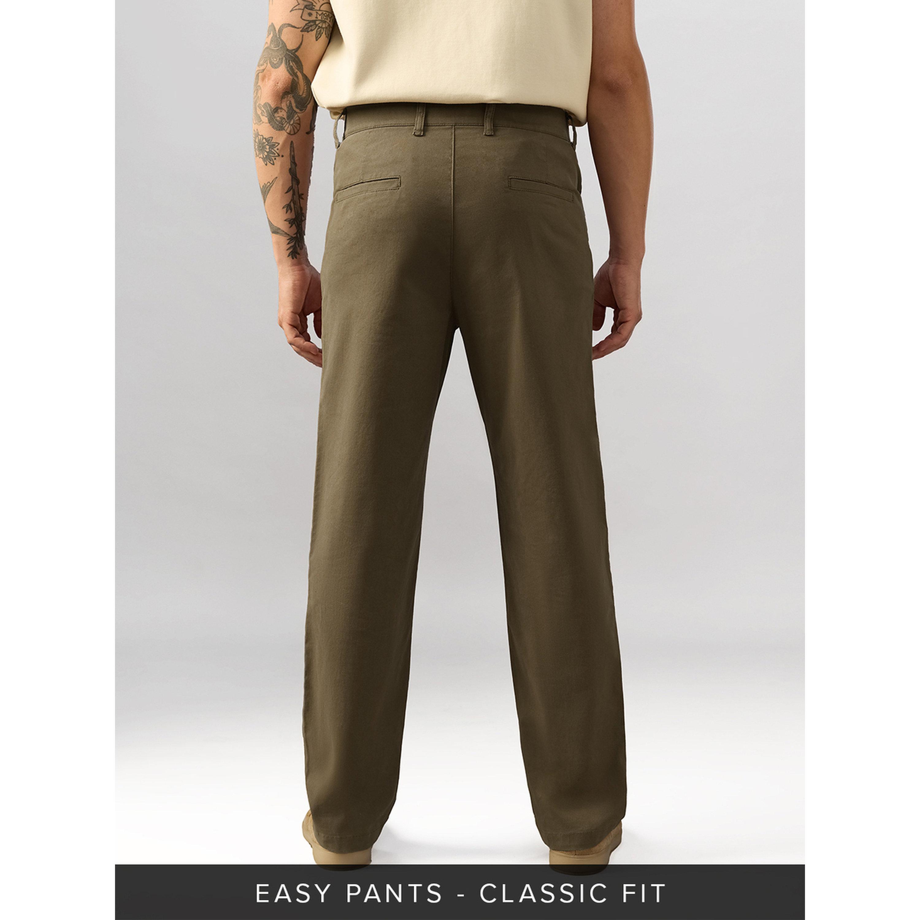 بنطال بقصة كلاسيكية للرجال باللون الكاكي-men-clothing-trousersandchinos-trousers-image-3