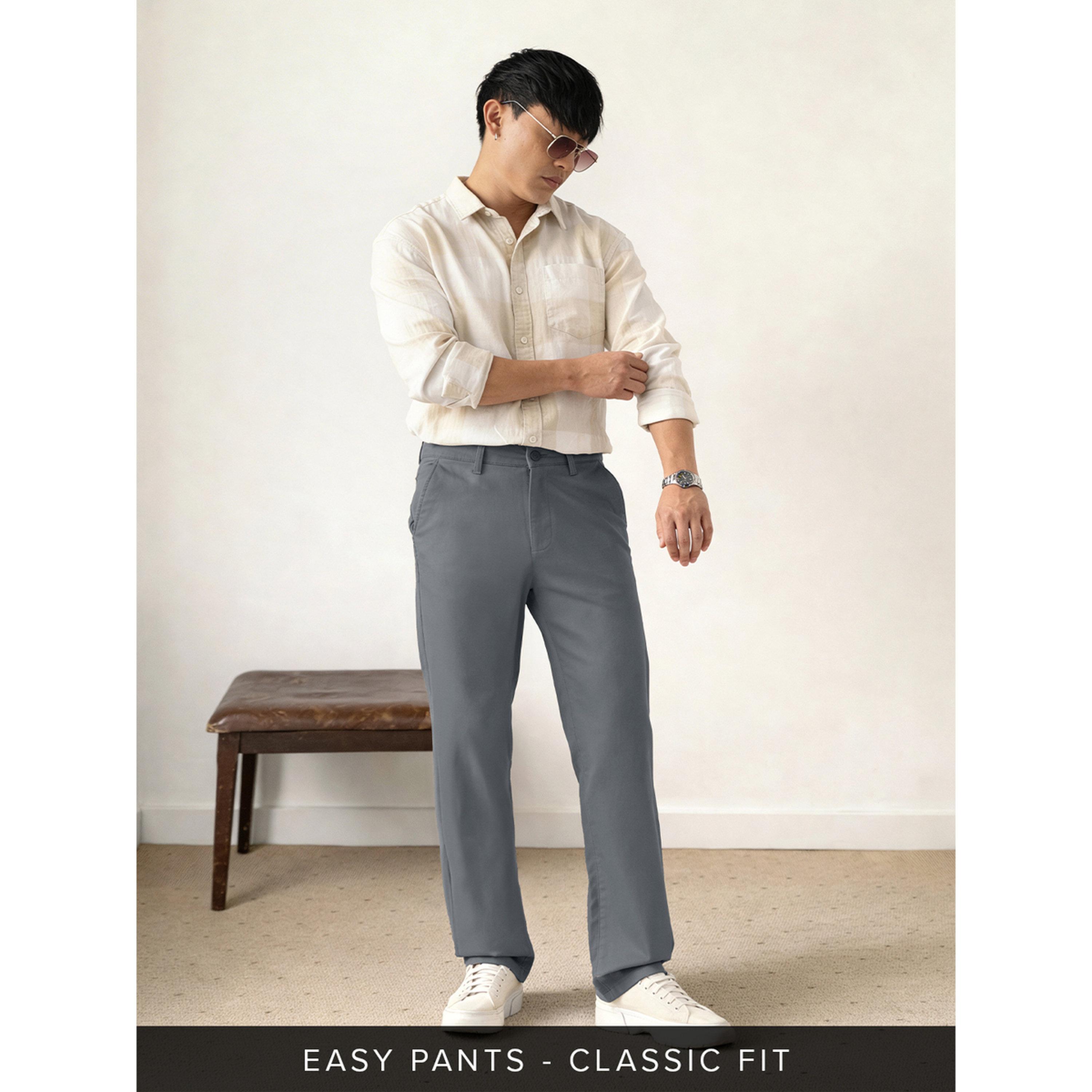 The Souled Store X Styli Men Classic Fit Grey Trousers-men-clothing-trousersandchinos-trousers-image-2