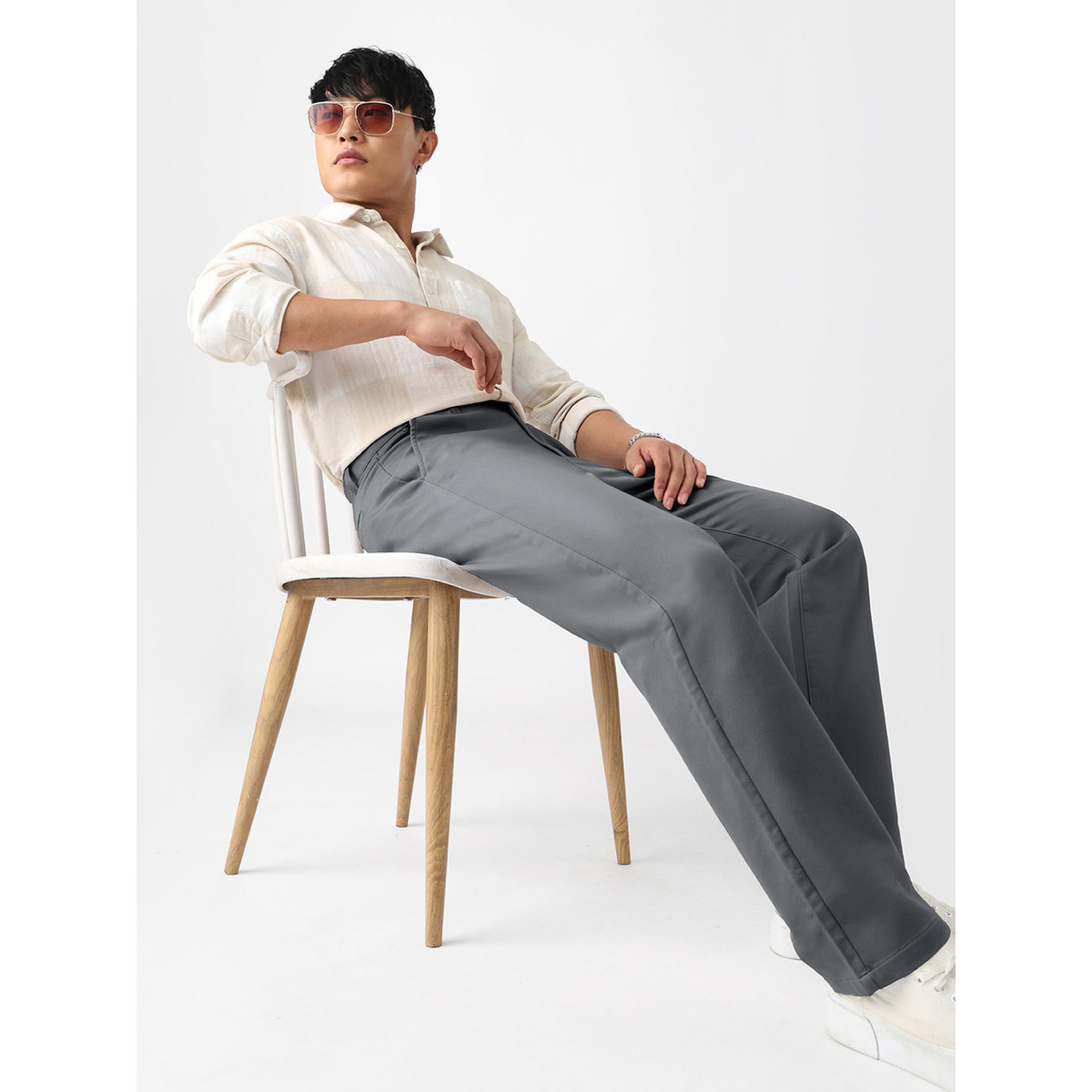 The Souled Store X Styli Men Classic Fit Grey Trousers-men-clothing-trousersandchinos-trousers-image-5