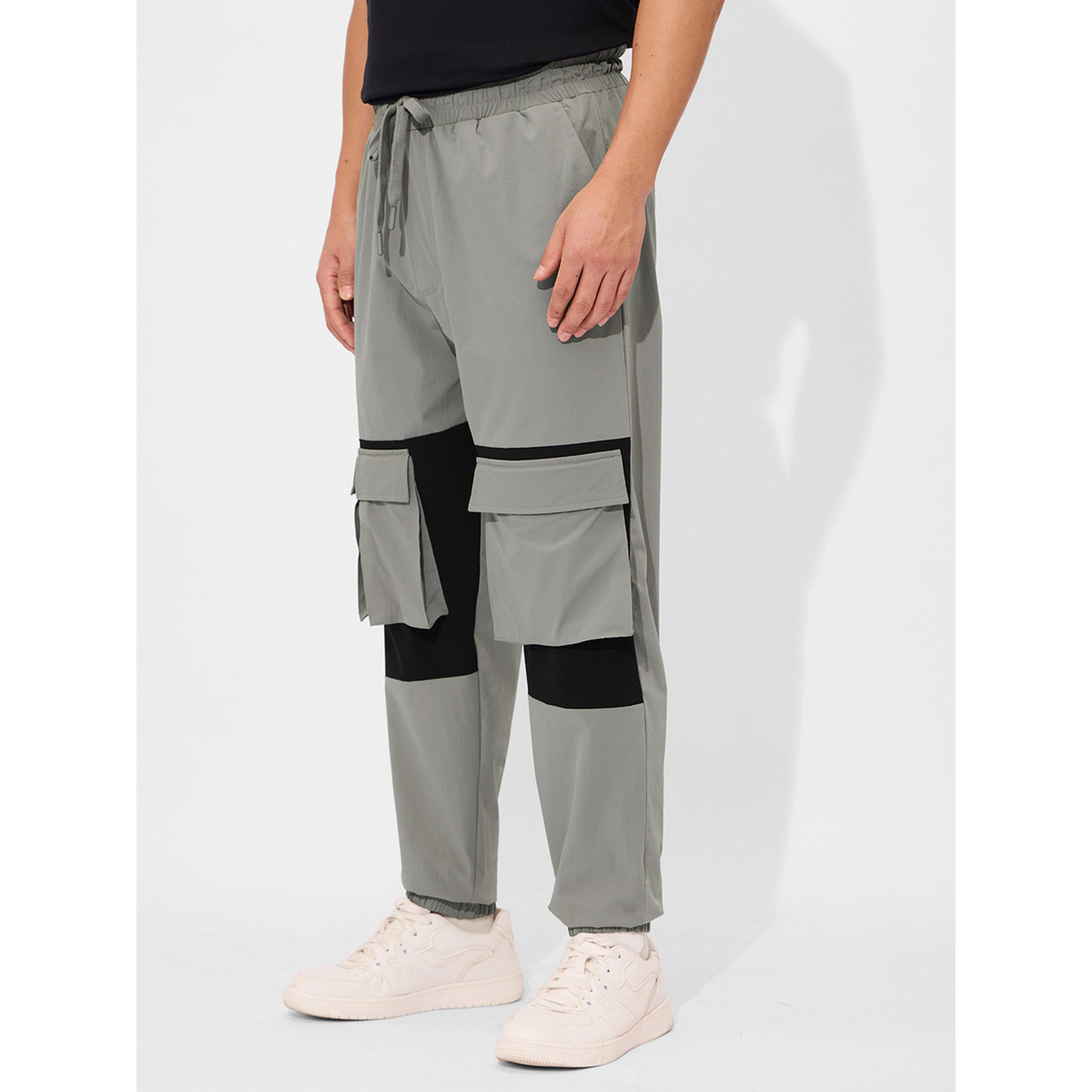 The Souled Store X Styli Grey Two-Tone Cargo Trousers-men-clothing-joggers-image-3