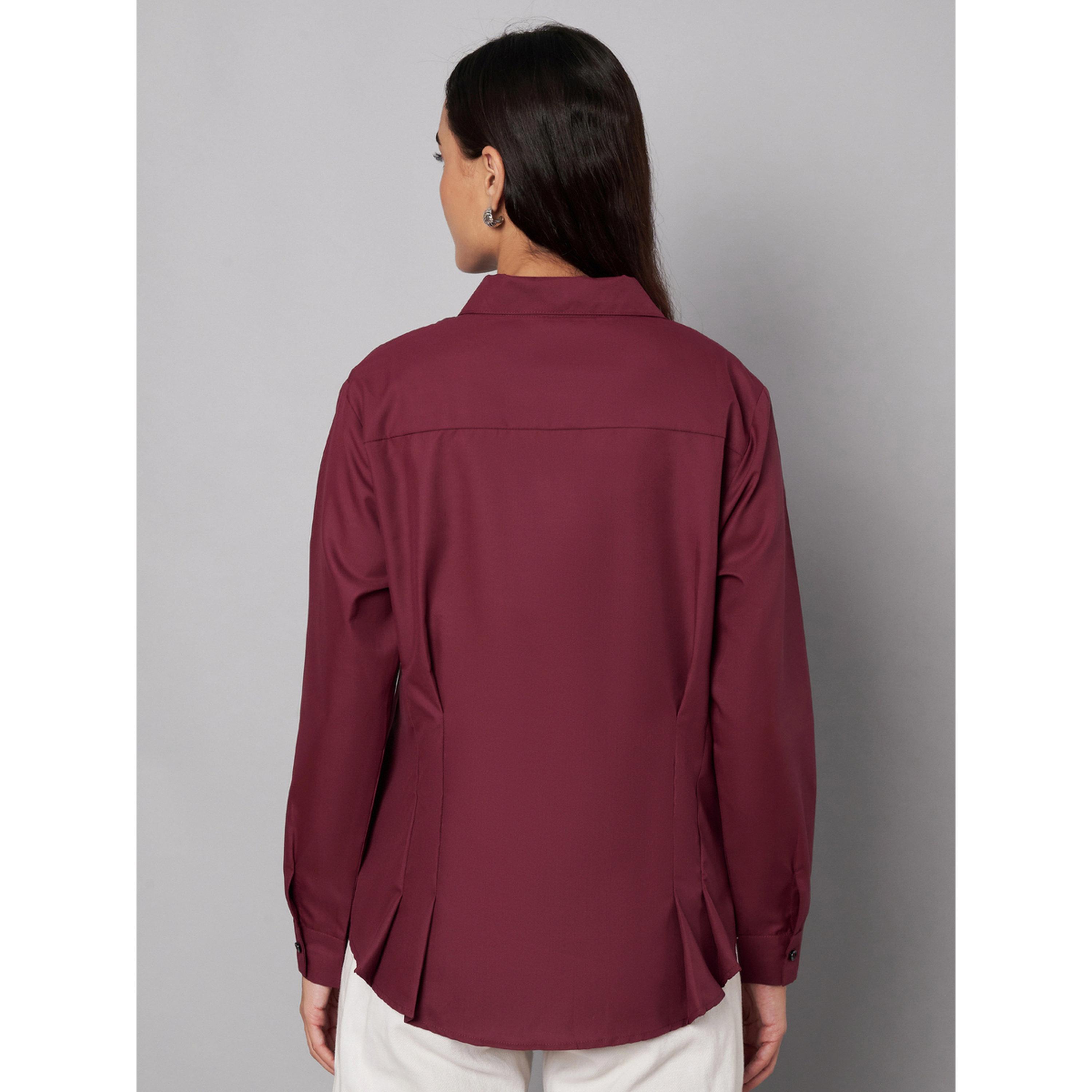 TAHVO X Styli Maroon Long Sleeve Regular Fit Shirt-women-clothing-shirtsandblouses-shirts-image-4