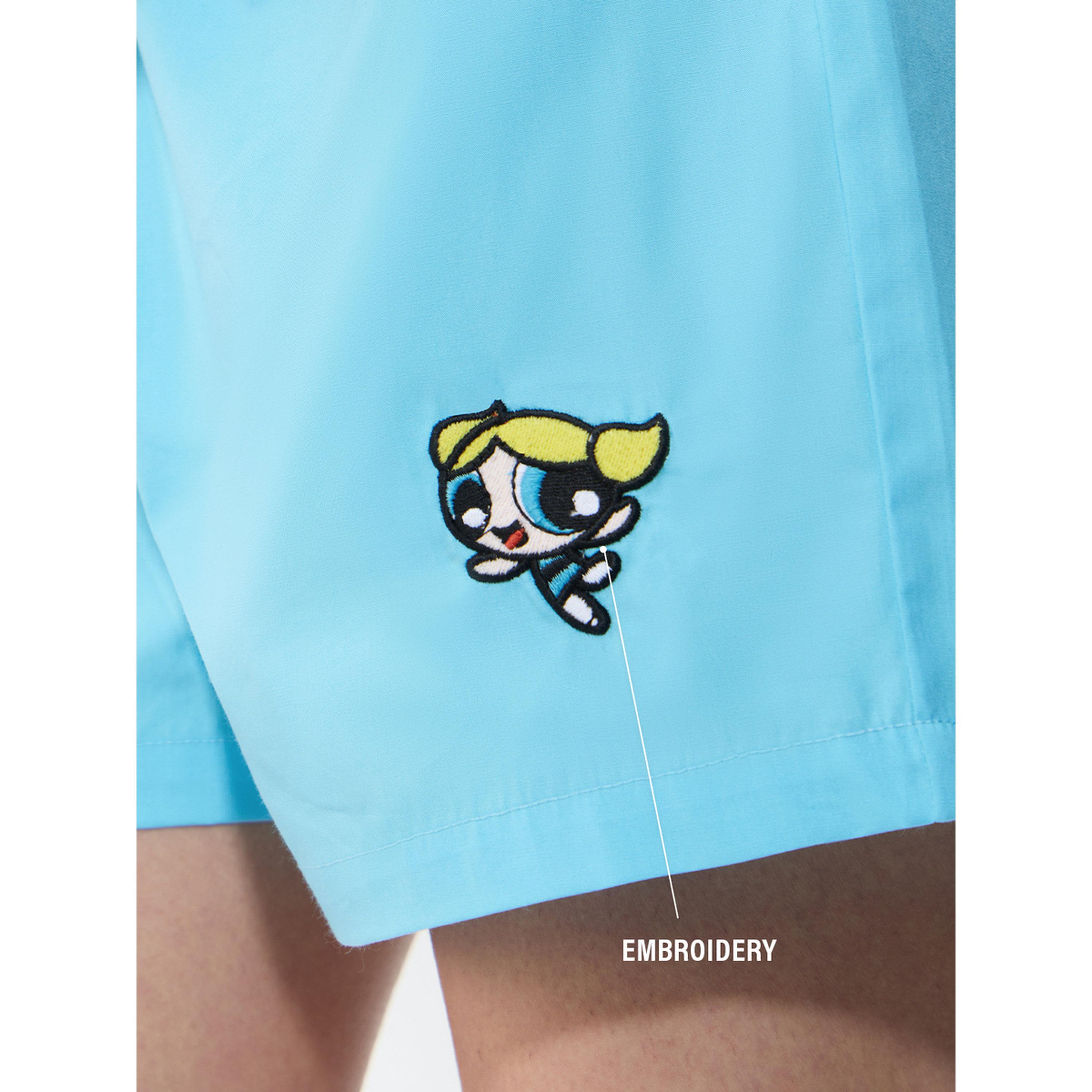 شورت كاجوال أزرق بتطريز باور بوف غيرلز-women-clothing-shorts-image-5