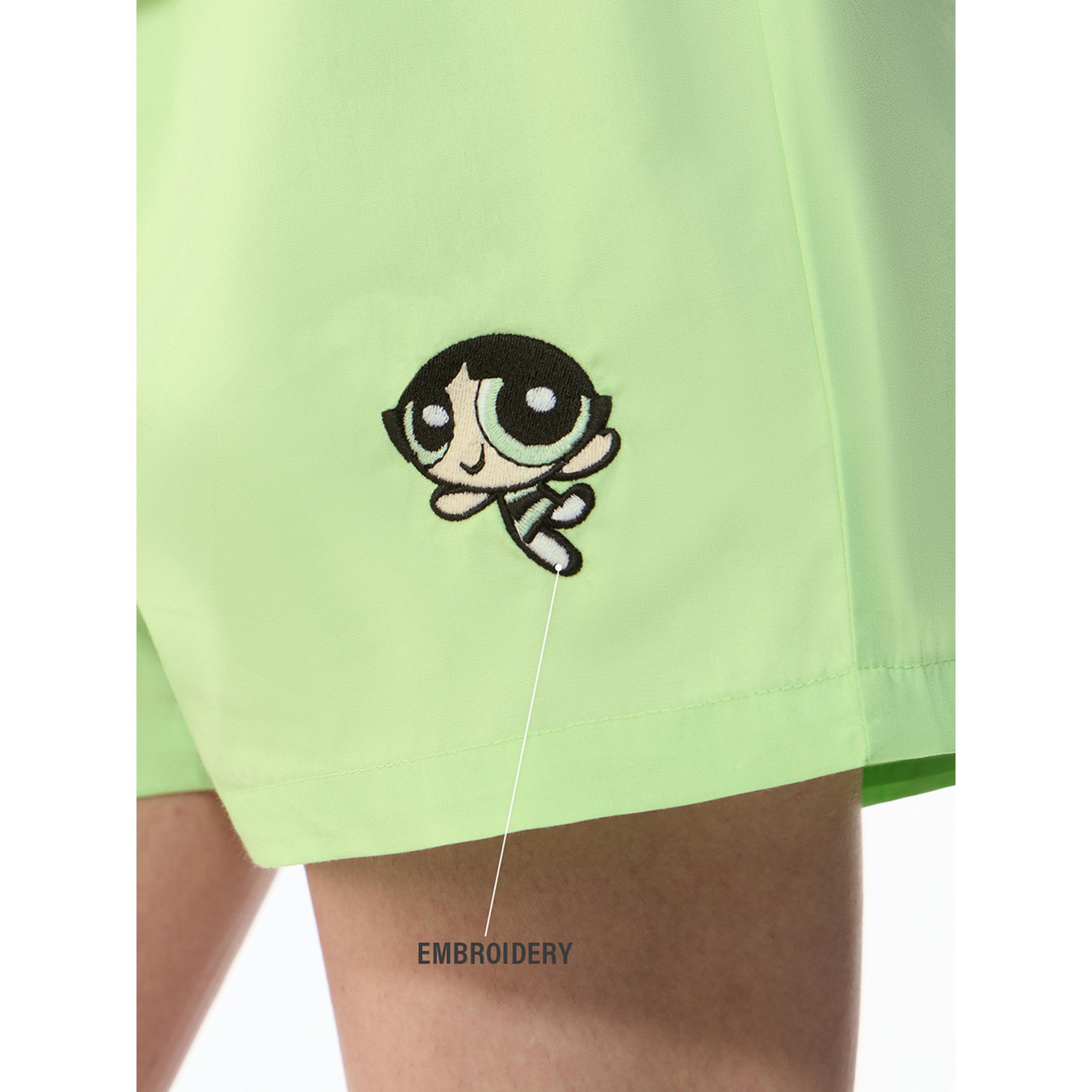شورت أخضر نيون بطبعة باور بوف غيرلز-women-clothing-shorts-image-5