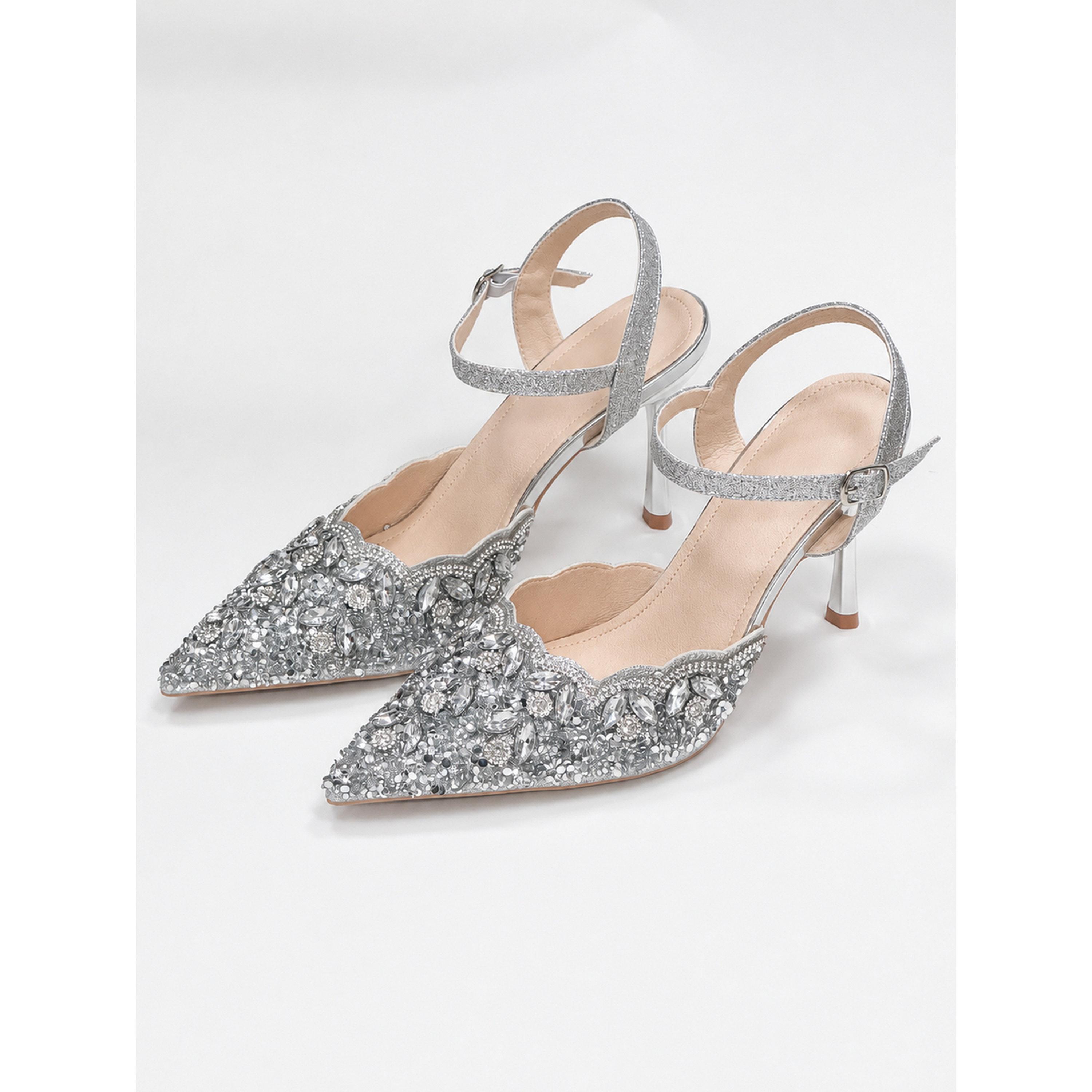 Take Two Silver Rhinestone High Heel Sandals-women-shoes-heels-image-1