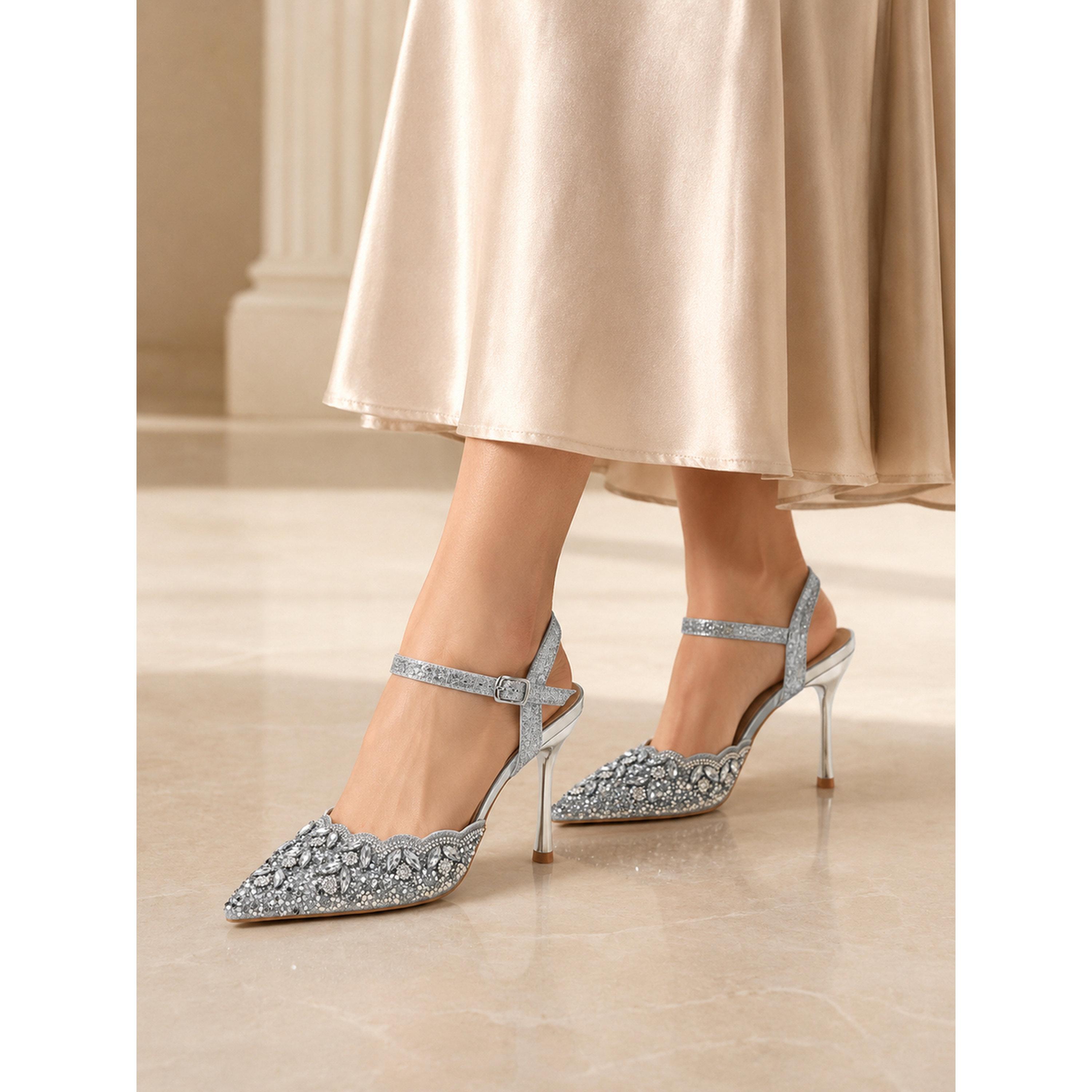 Take Two Silver Rhinestone High Heel Sandals-women-shoes-heels-image-2