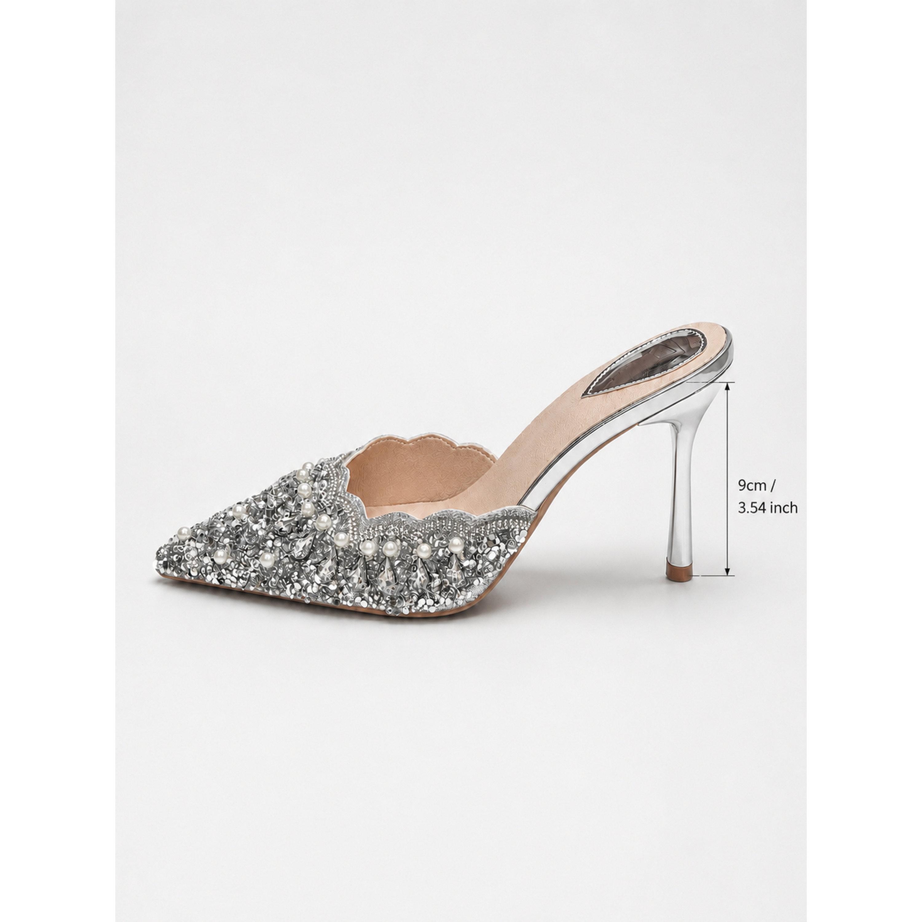 Take Two Silver Embellished Pointed Toe High Heel Sandals-women-shoes-heels-image-3