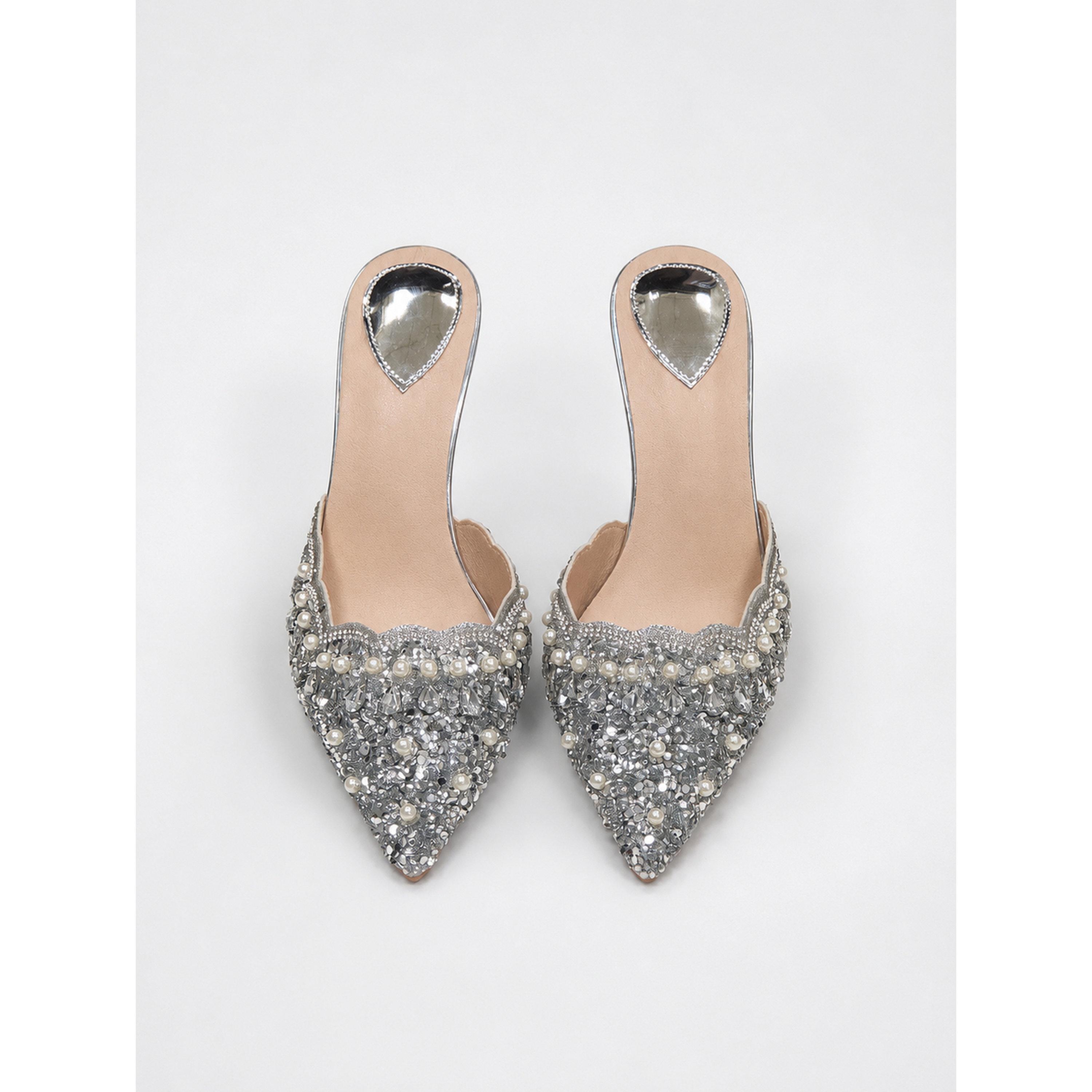 Take Two Silver Embellished Pointed Toe High Heel Sandals-women-shoes-heels-image-4
