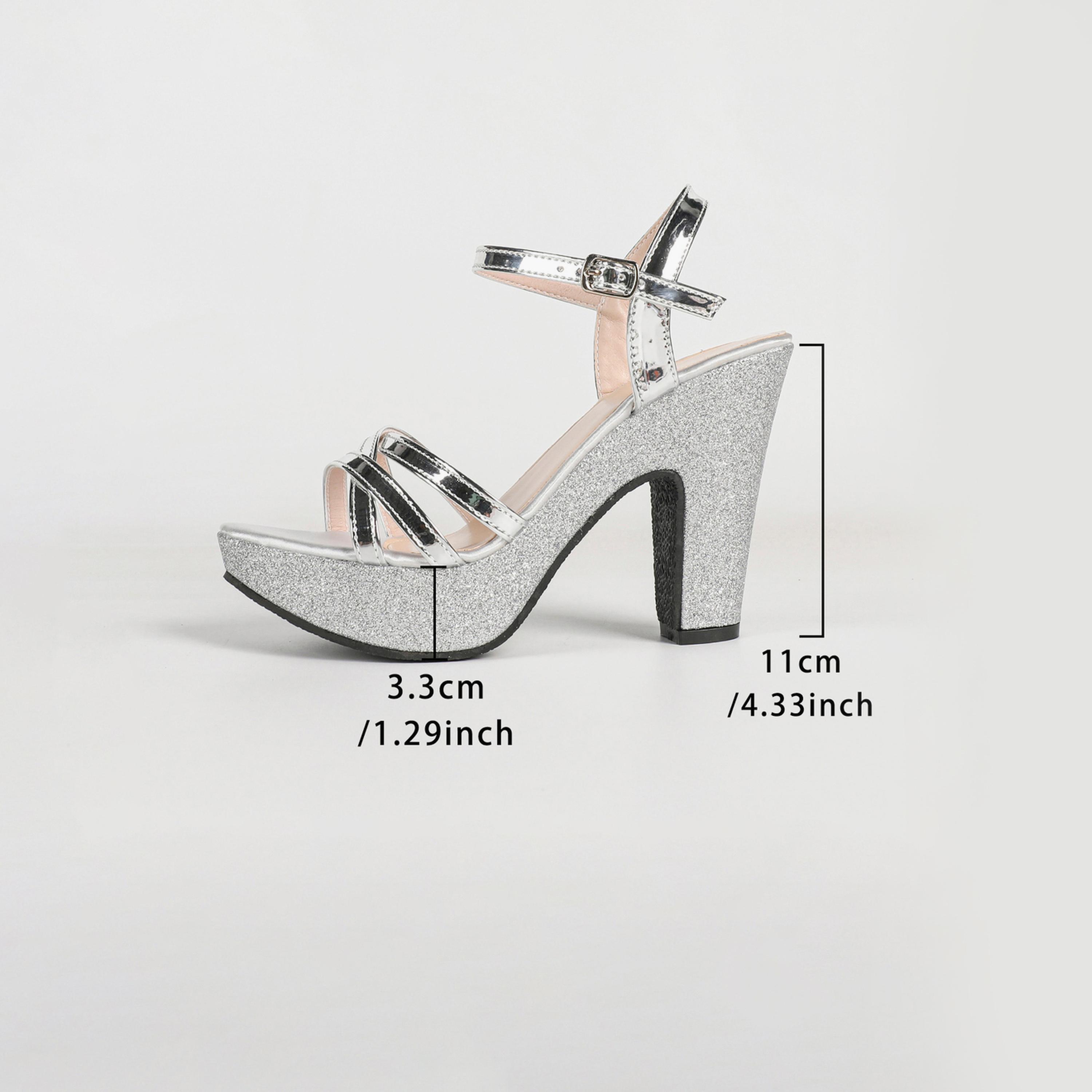 Take Two Silver Glitter High Heel Platform Sandals with Ankle Strap-women-shoes-sandals-heeled-image-2