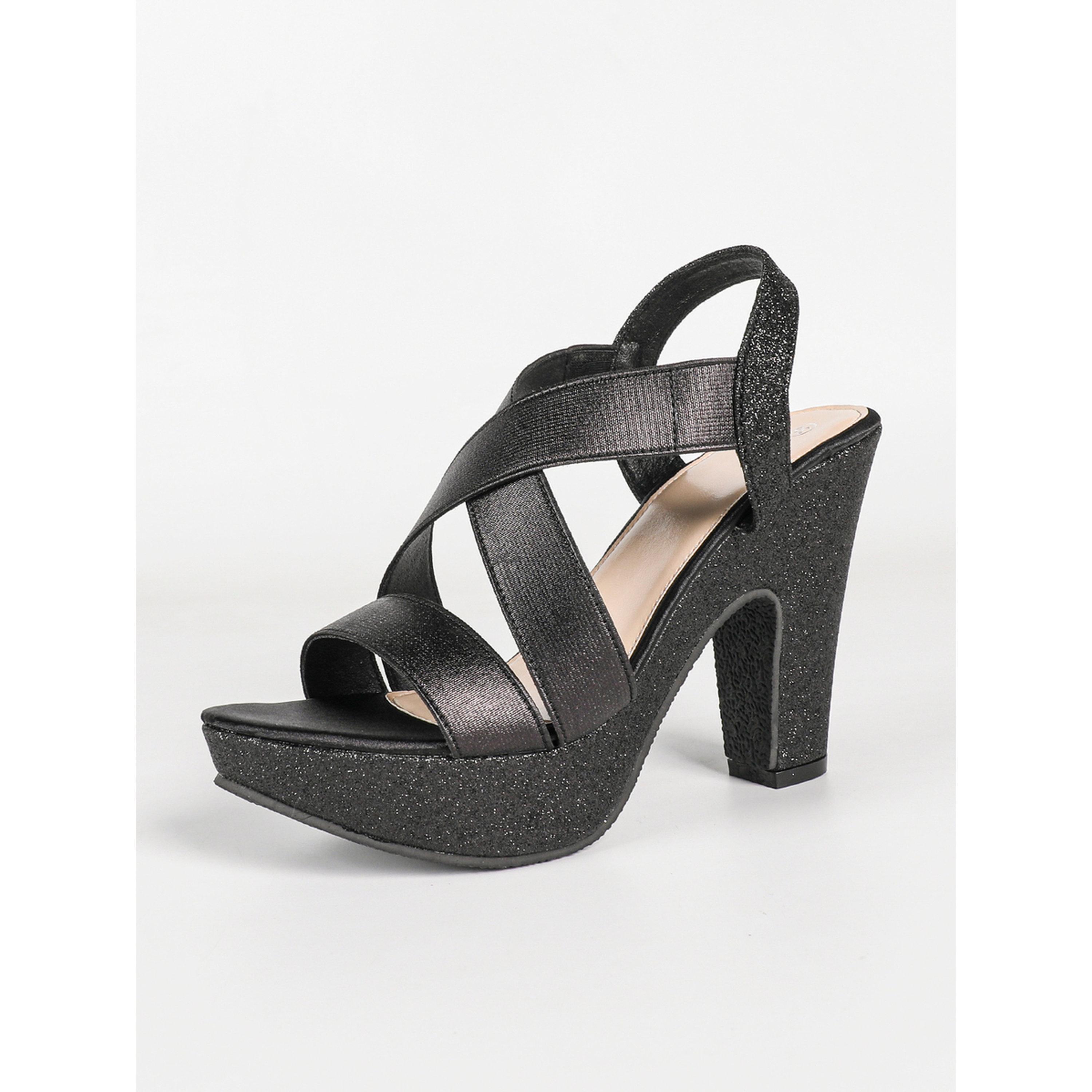Take Two Black Glitter Platform Block Heel Sandals-women-shoes-sandals-heeled-image-1