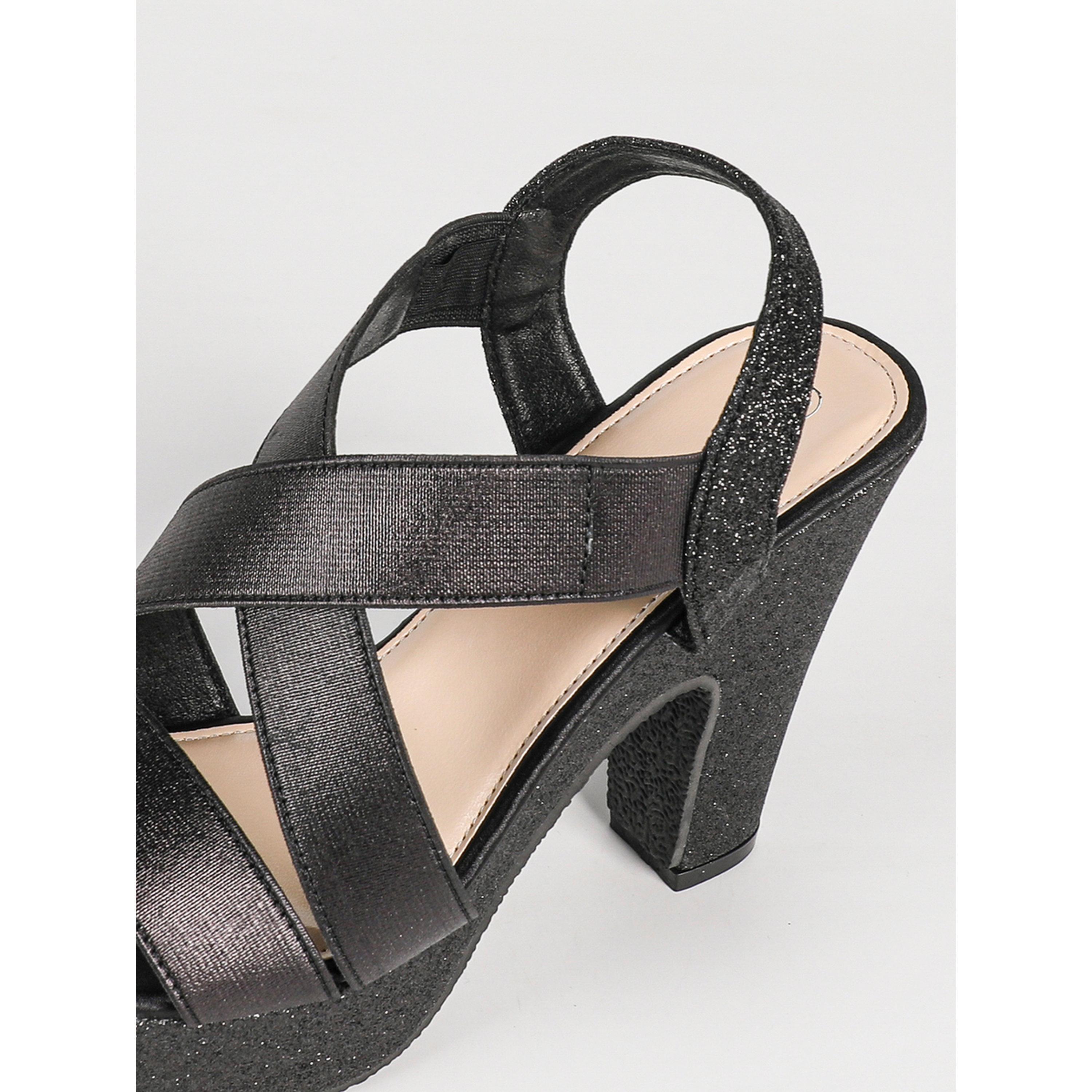 Take Two Black Glitter Platform Block Heel Sandals-women-shoes-sandals-heeled-image-4