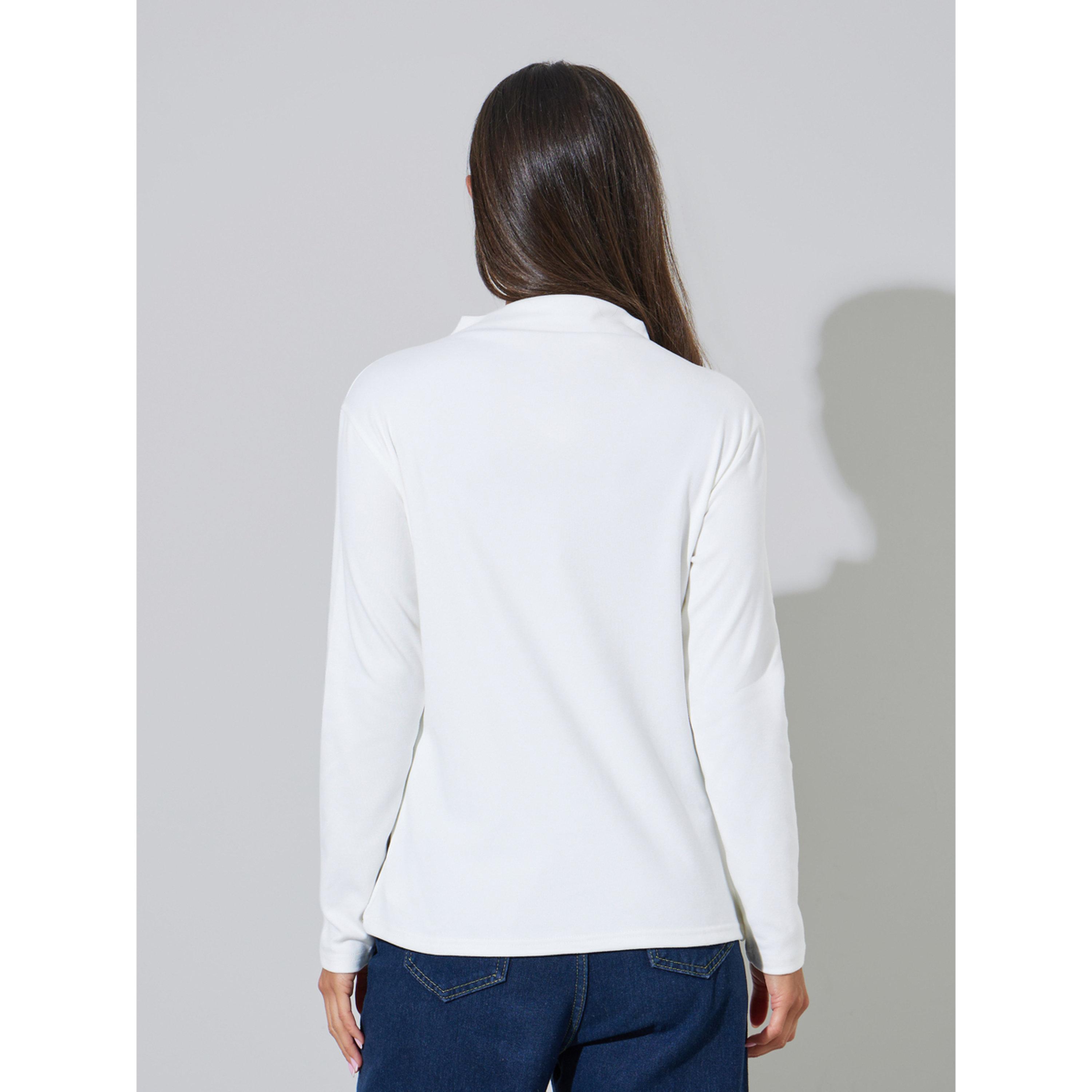 Styli White Solid Hight neck Long Sleeves Knitted Top-women-clothing-shirtsandblouses-blouses-image-5