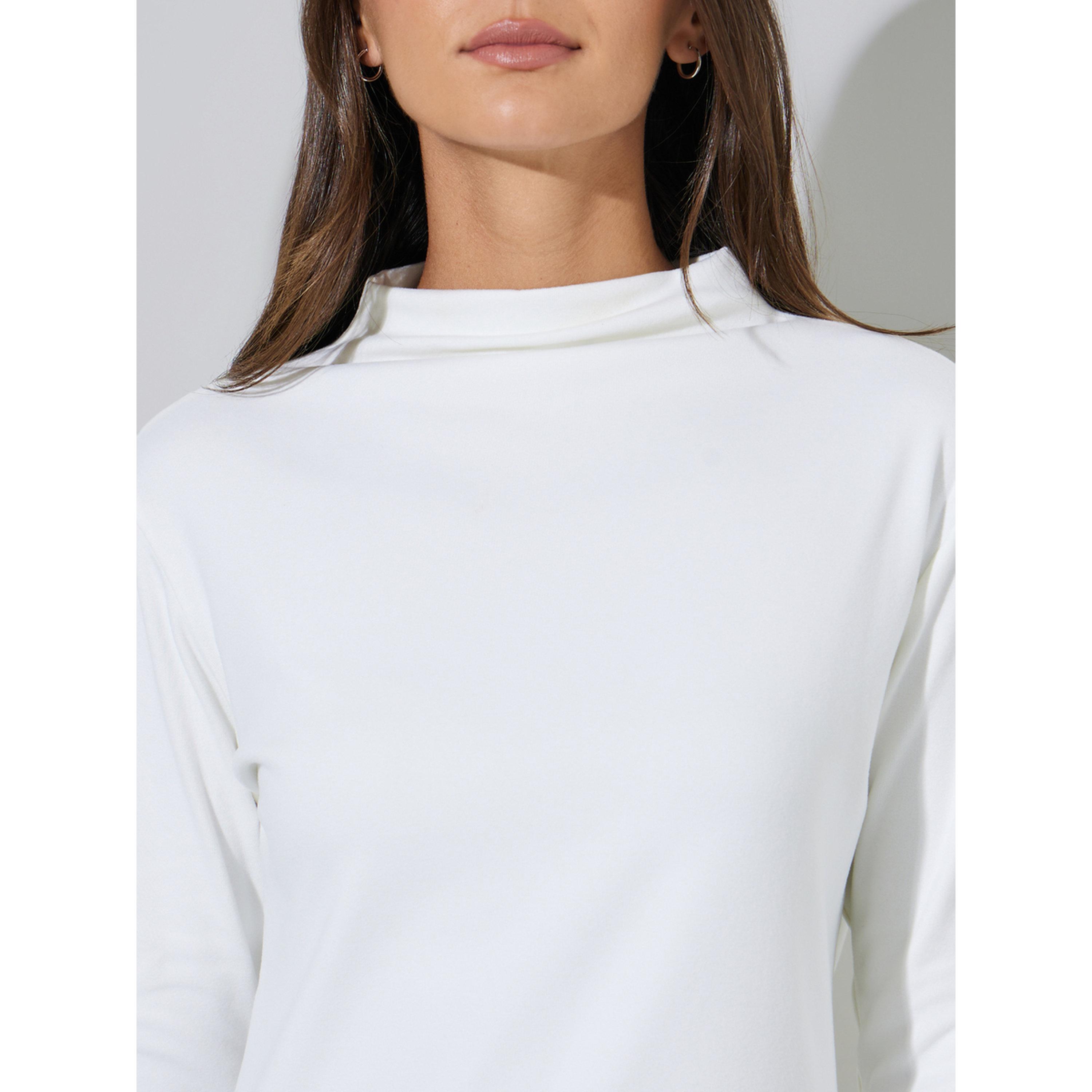 Styli White Solid Hight neck Long Sleeves Knitted Top-women-clothing-shirtsandblouses-blouses-image-6