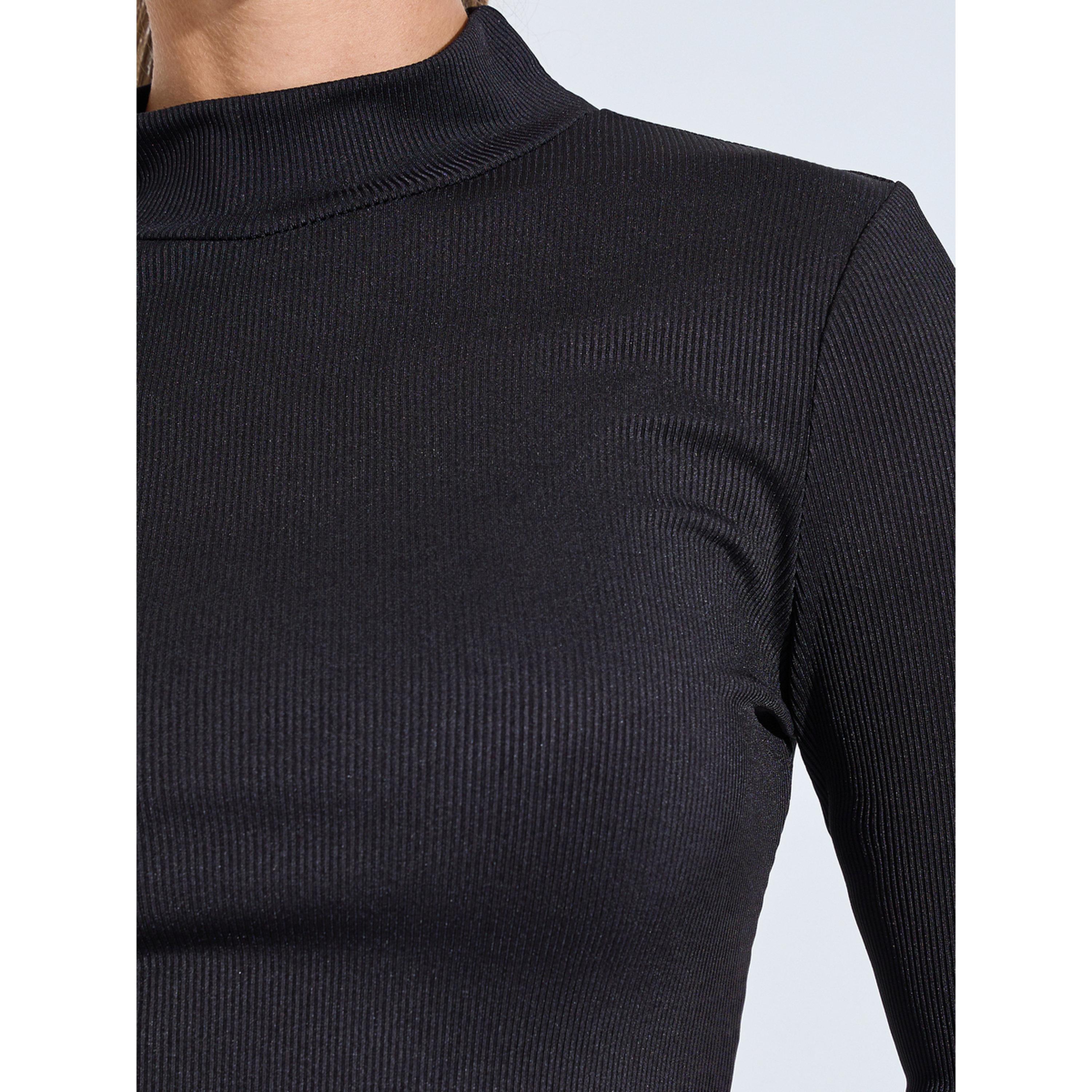Styli Black Solid High Neck Ribbed Fitted Top-women-clothing-shirtsandblouses-blouses-image-6