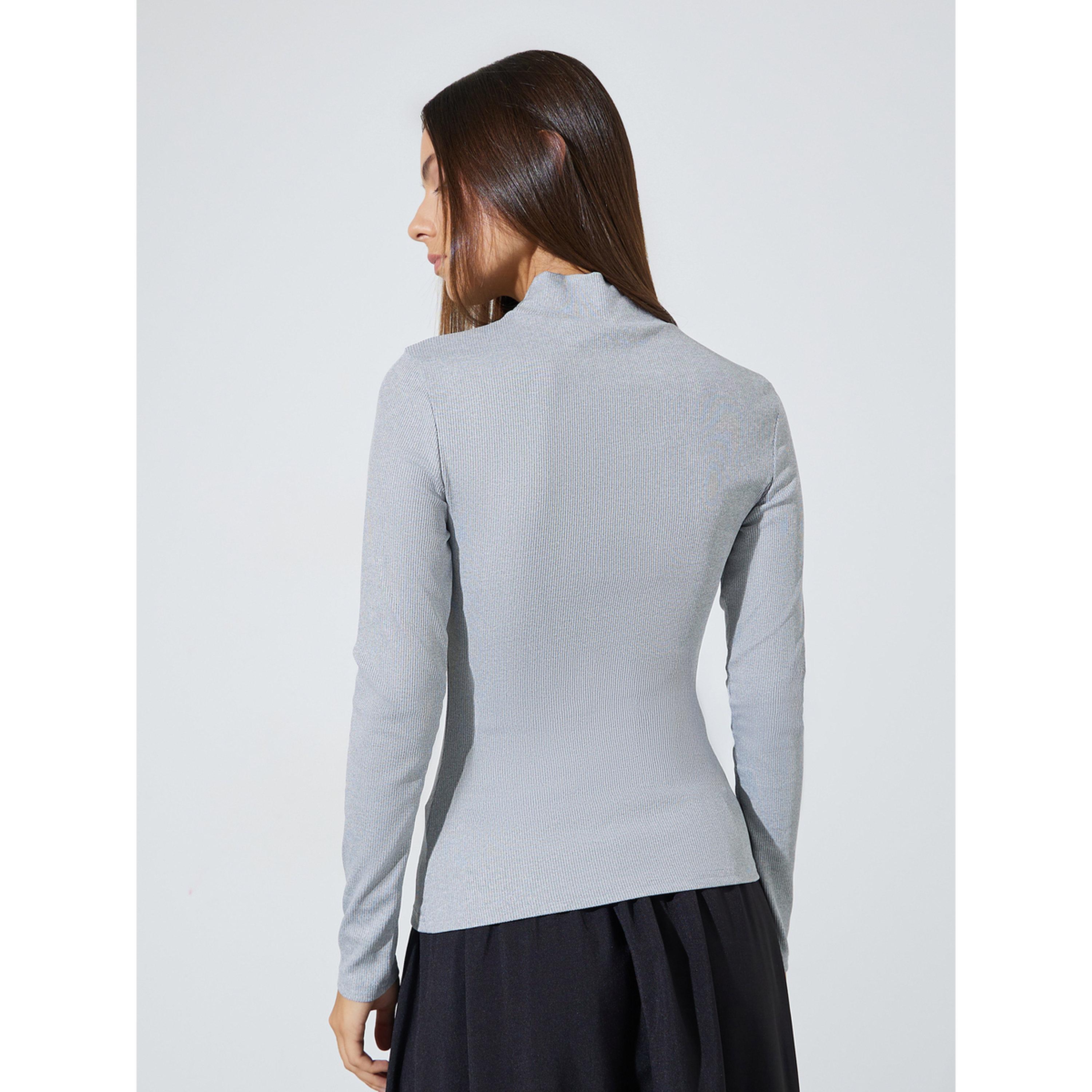 Styli Grey Solid High Neck Ribbed Fitted Top-women-clothing-shirtsandblouses-blouses-image-3