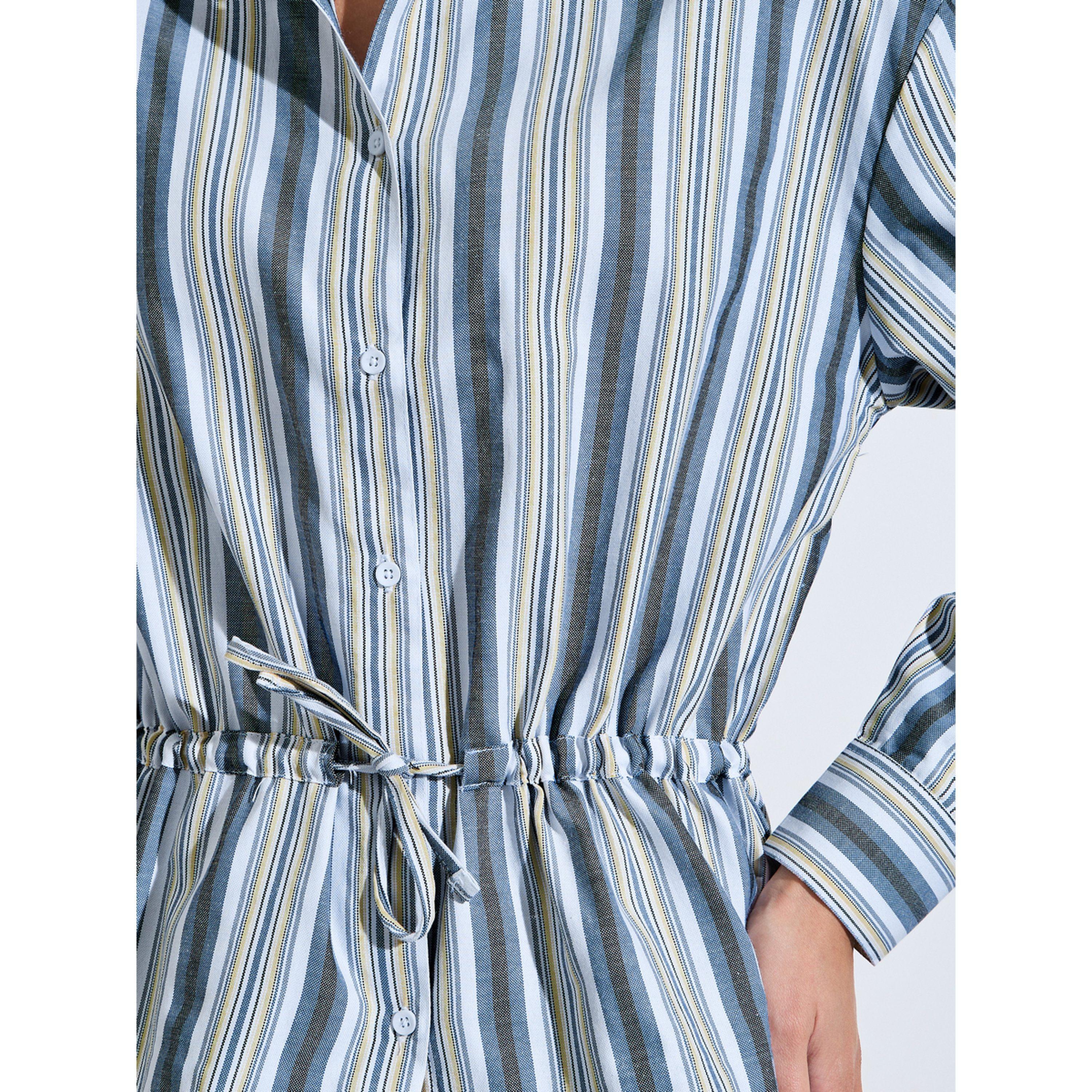 بلوزة واسعة مخططة برباط على الخصر باللون الأزرق-women-clothing-shirtsandblouses-shirts-image-5