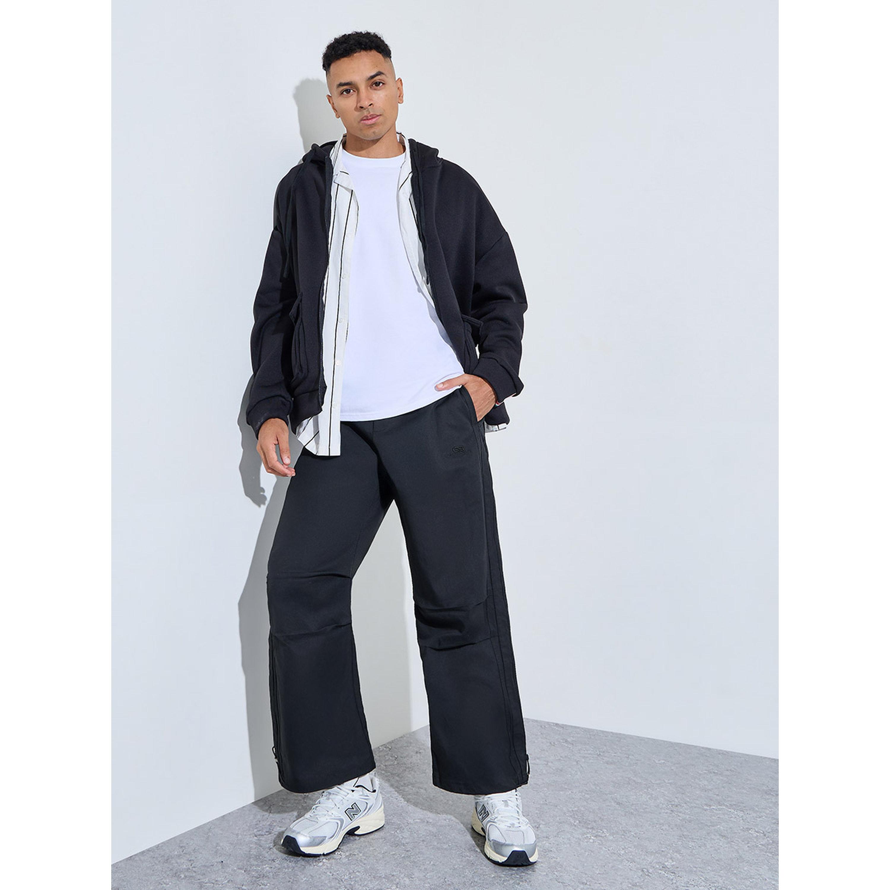 Styli Black Logo Embroidery Drawstring Wide Leg Jogger-men-clothing-joggers-image-2