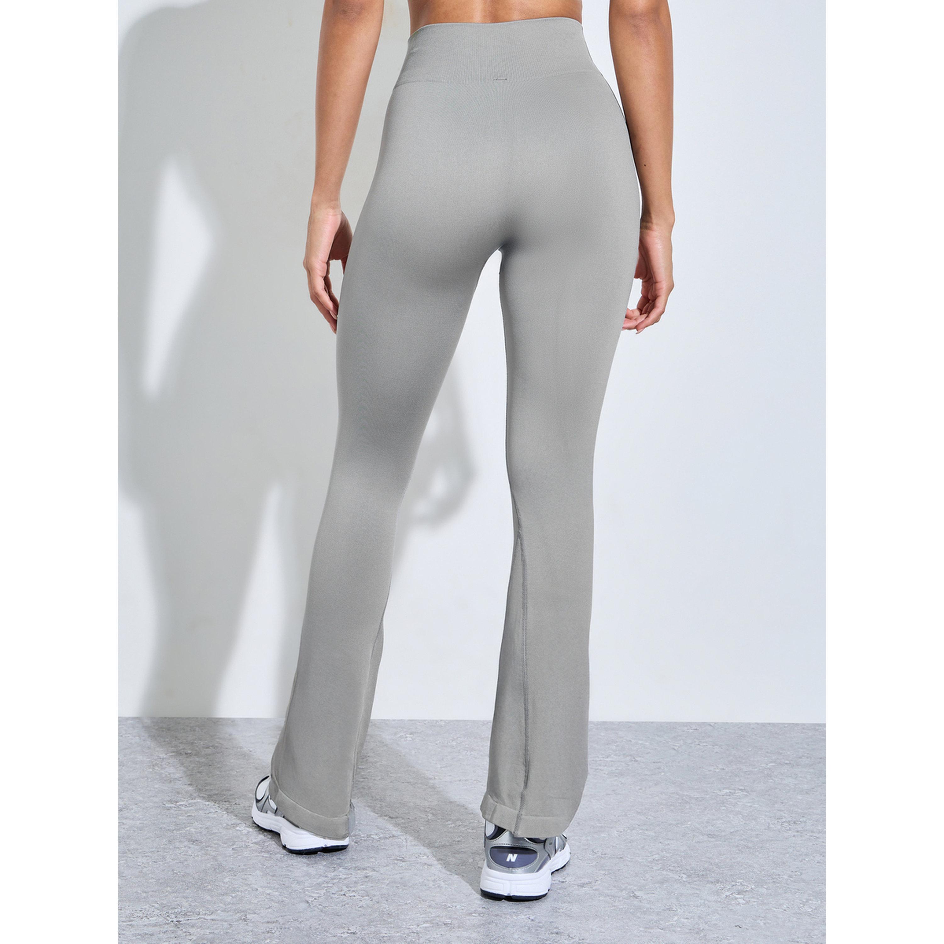 Styli Grey Solid High-Waist Flare Active Pants-women-clothing-bottoms-joggers-image-4
