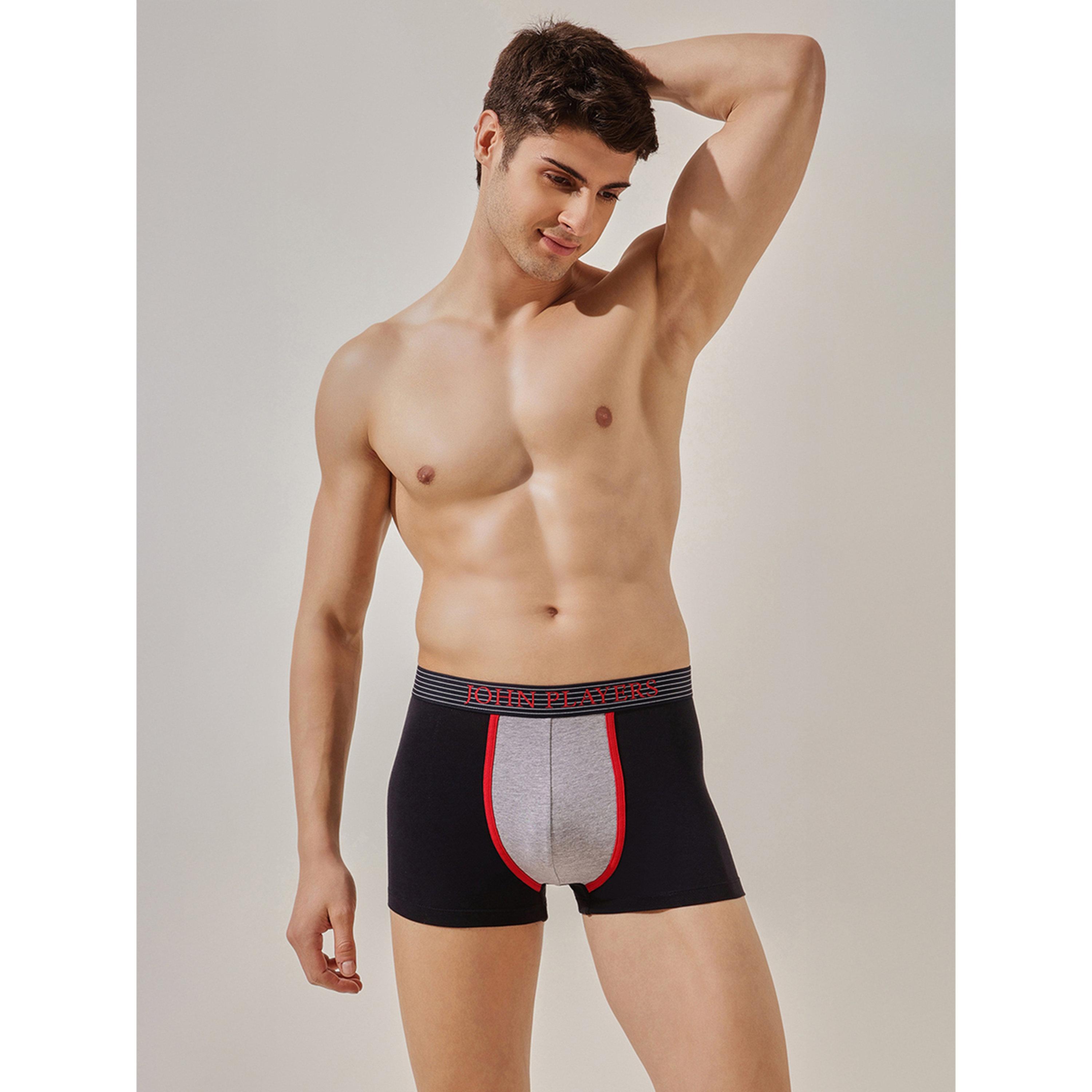 John Player X Styli Black Color Block Logo Print Trunk Underwear-men-clothing-innerwear-underwear-image-1