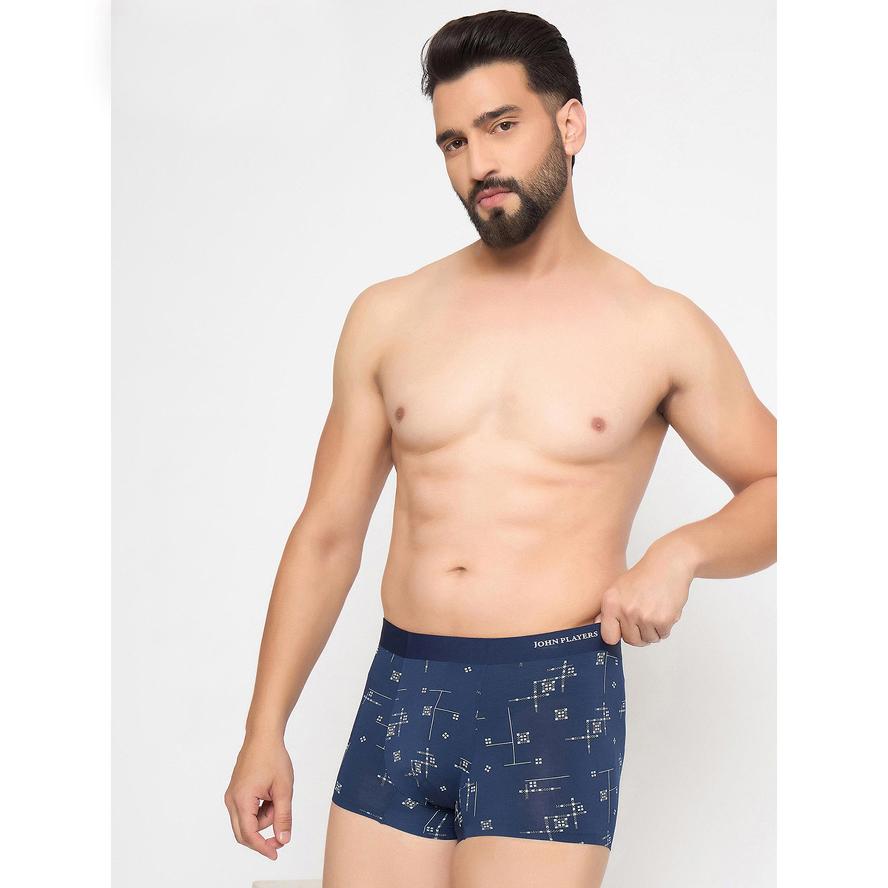 John Player X Styli Navy Blue Printed Modal Trunk Underwear-men-clothing-innerwear-underwear-image-2