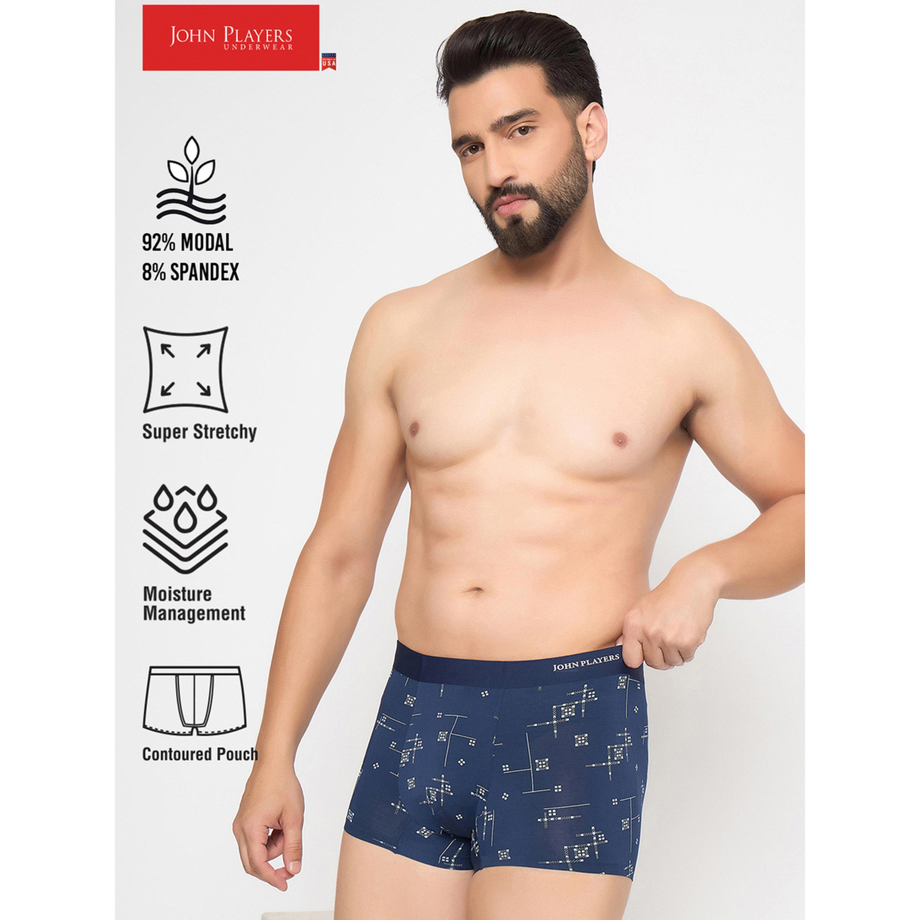 John Player X Styli Navy Blue Printed Modal Trunk Underwear-men-clothing-innerwear-underwear-image-3