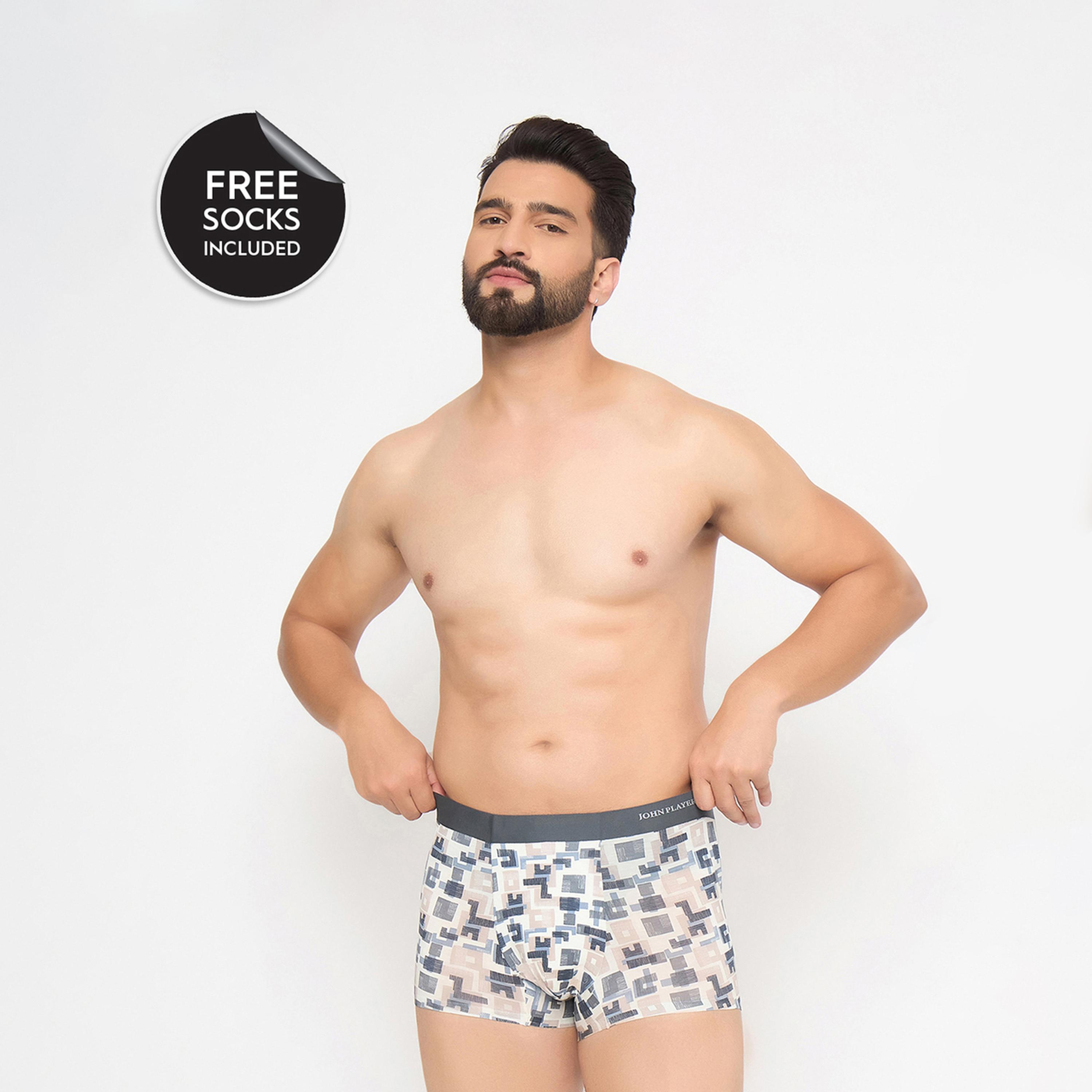 John Player X Styli White Printed Modal Trunk Underwear-men-clothing-innerwear-underwear-image-1