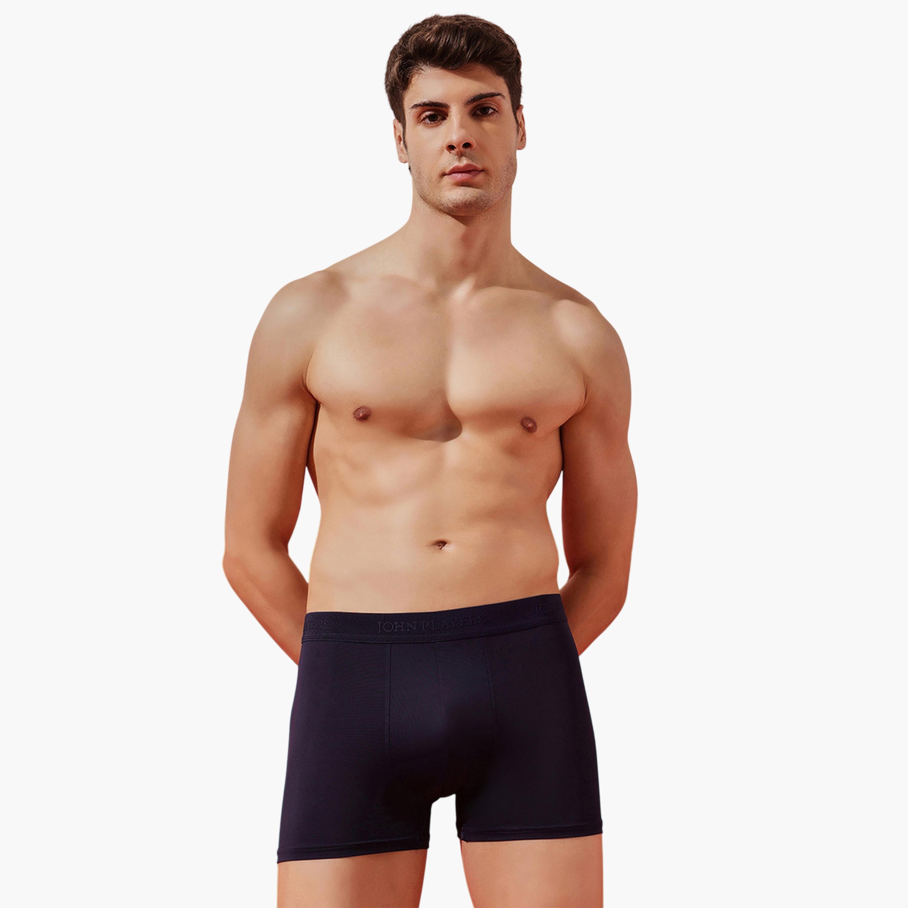 John Player X Styli Navy Blue Solid Comfort Trunk Underwear-men-clothing-innerwear-underwear-image-1