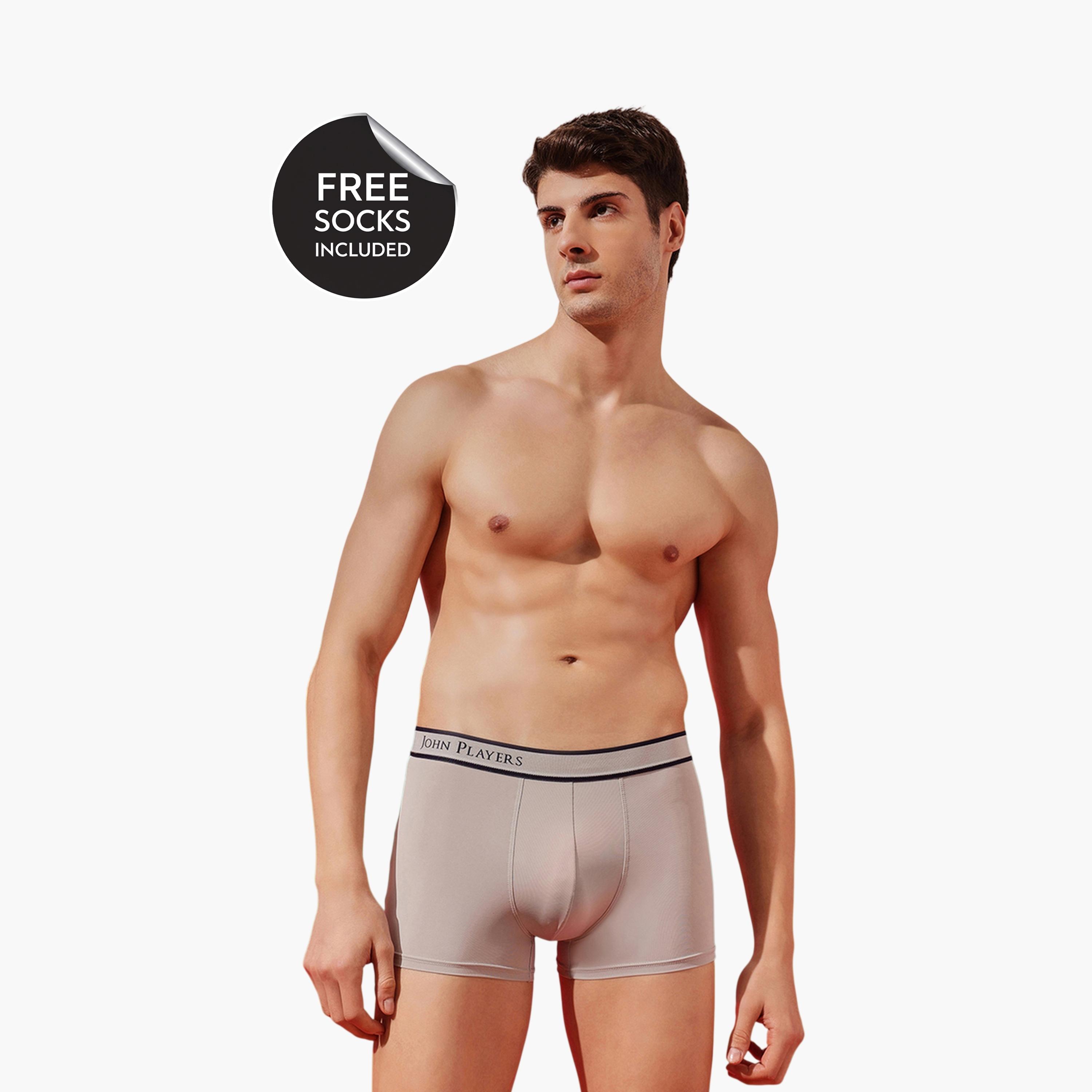 John Player X Styli Light Grey Logo Print Trunks Underwear-men-clothing-innerwear-underwear-image-1