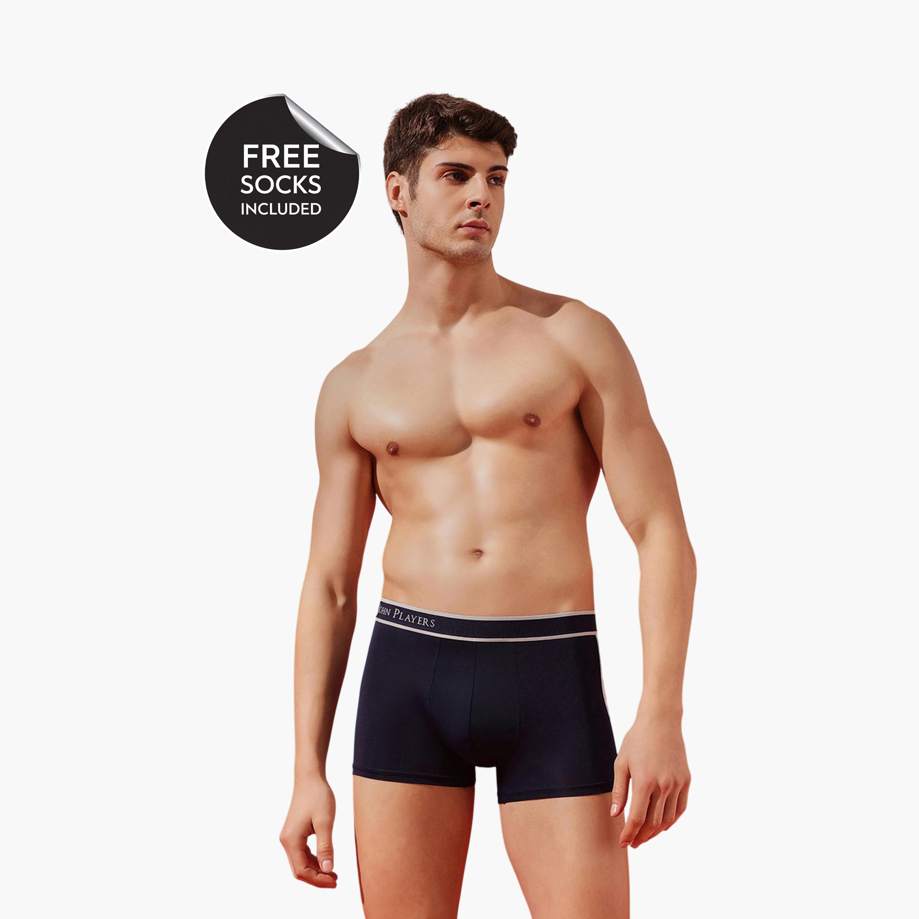 سروال داخلي ترانك بشريط جانبي وطبعة شعار-men-clothing-innerwear-underwear-image-1