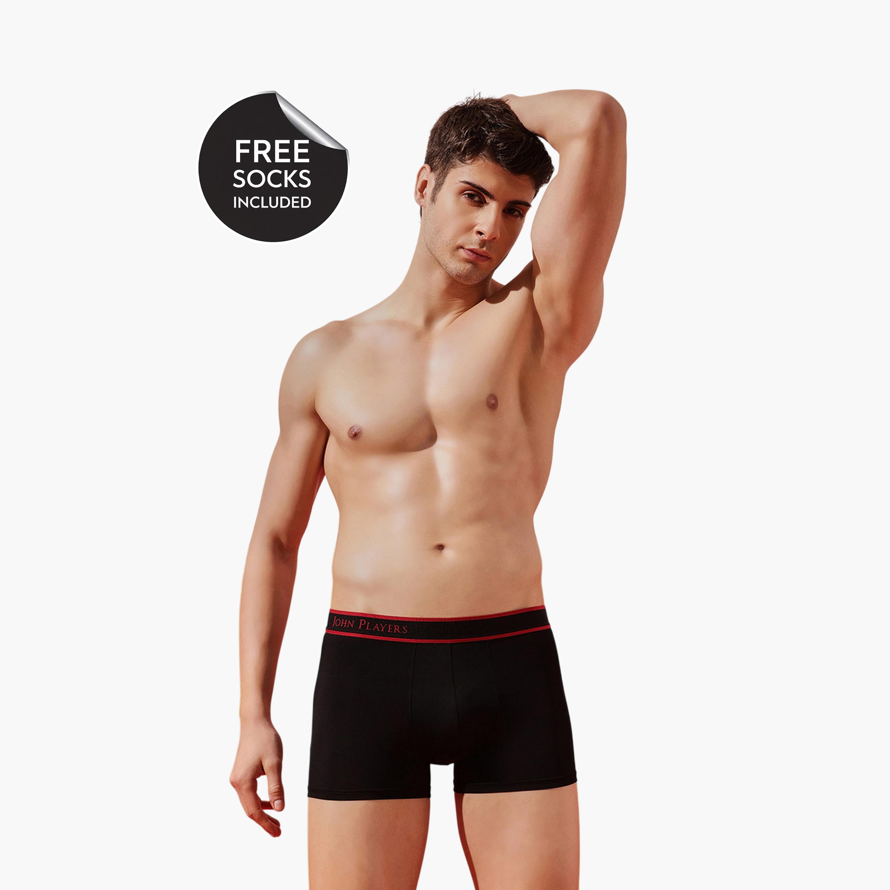 سروال داخلي ترانك بشريط جانبي وطبعة شعار-men-clothing-innerwear-underwear-image-1