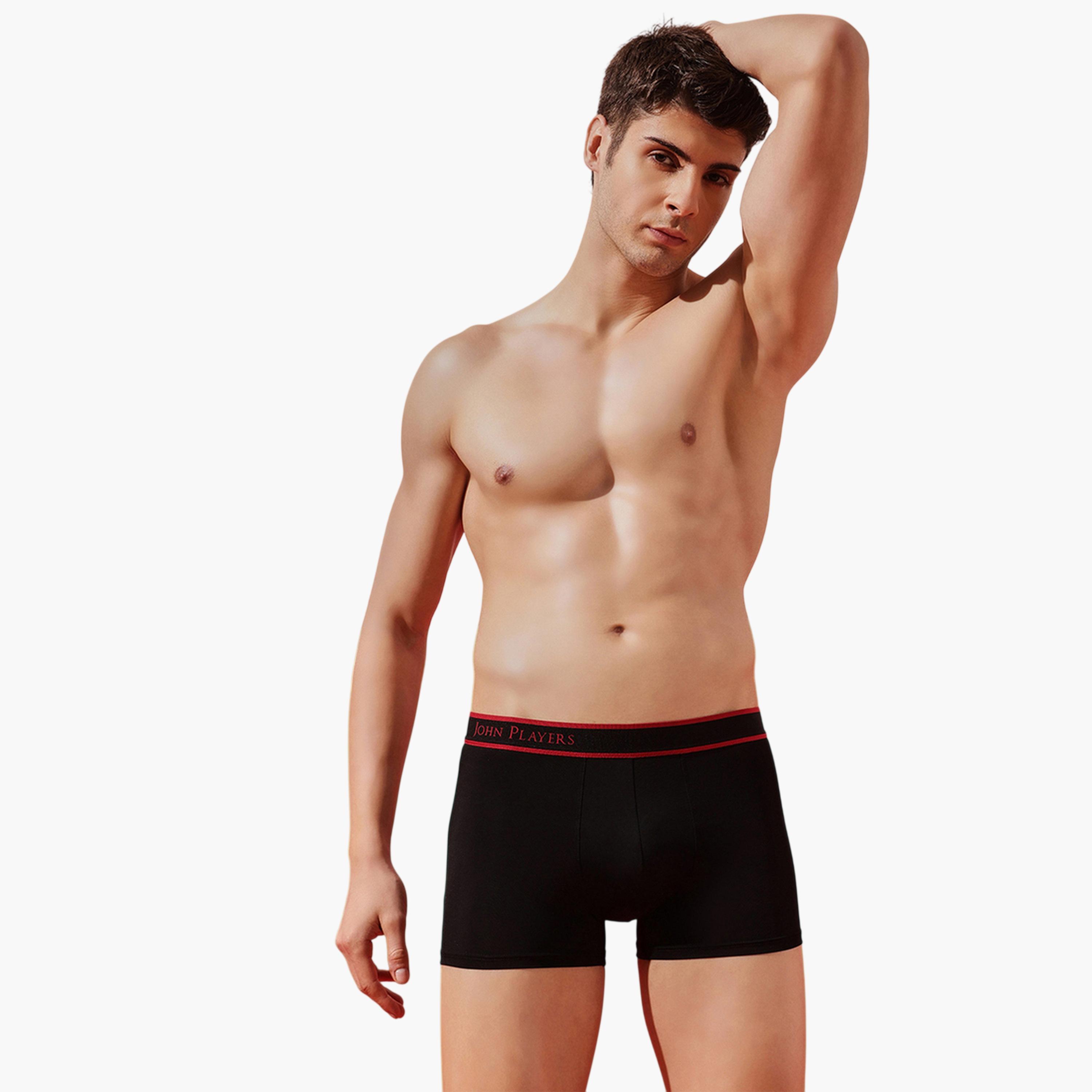 John Player X Styli Black Logo Print Red Side Stripe Trunk Underwear-men-clothing-innerwear-underwear-image-2