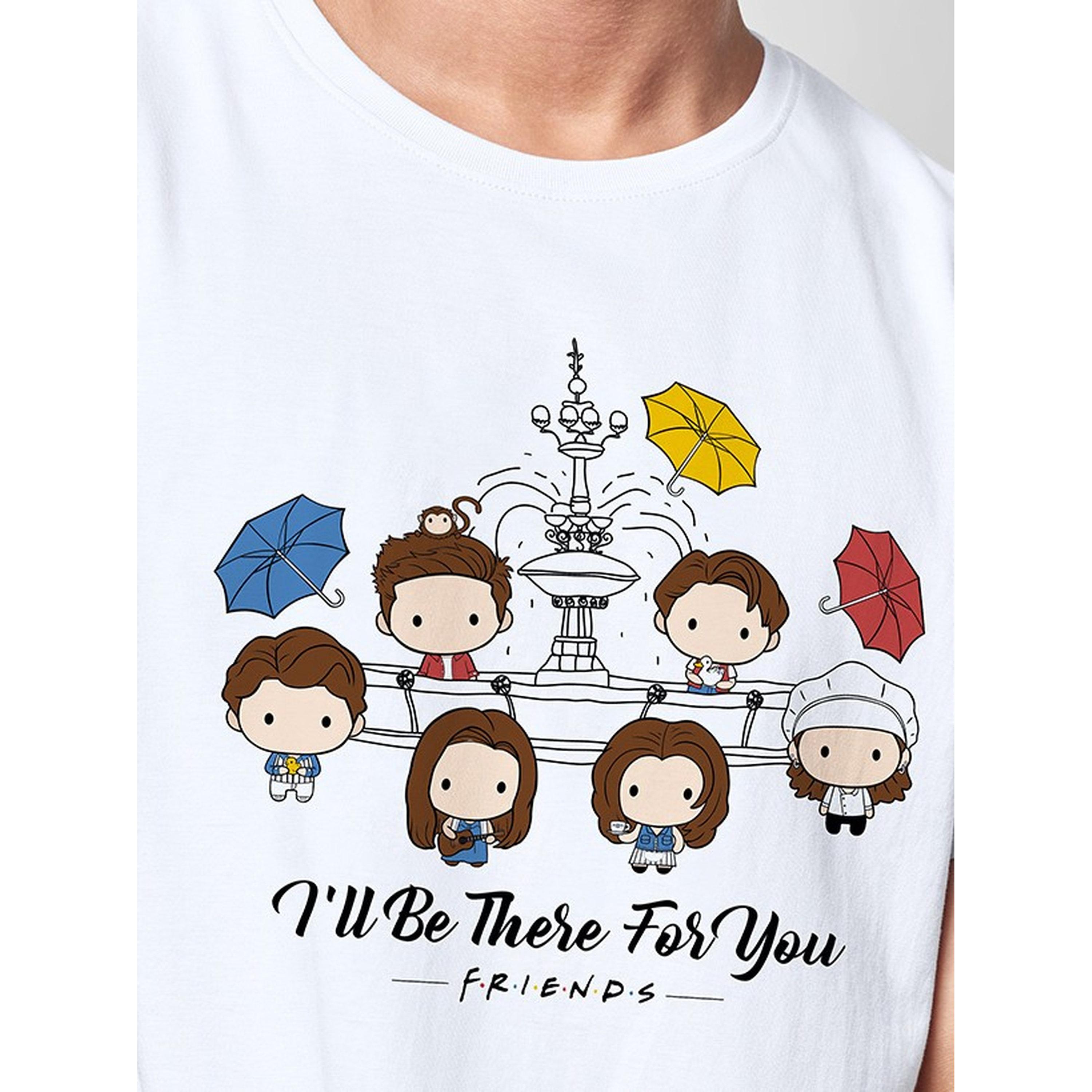 تيشيرت رجالي قطن أبيض بياقة دائرية وأكمام قصيرة وطبعة جرافيك فريندز-men-clothing-tshirtsandpolos-tshirts-image-5