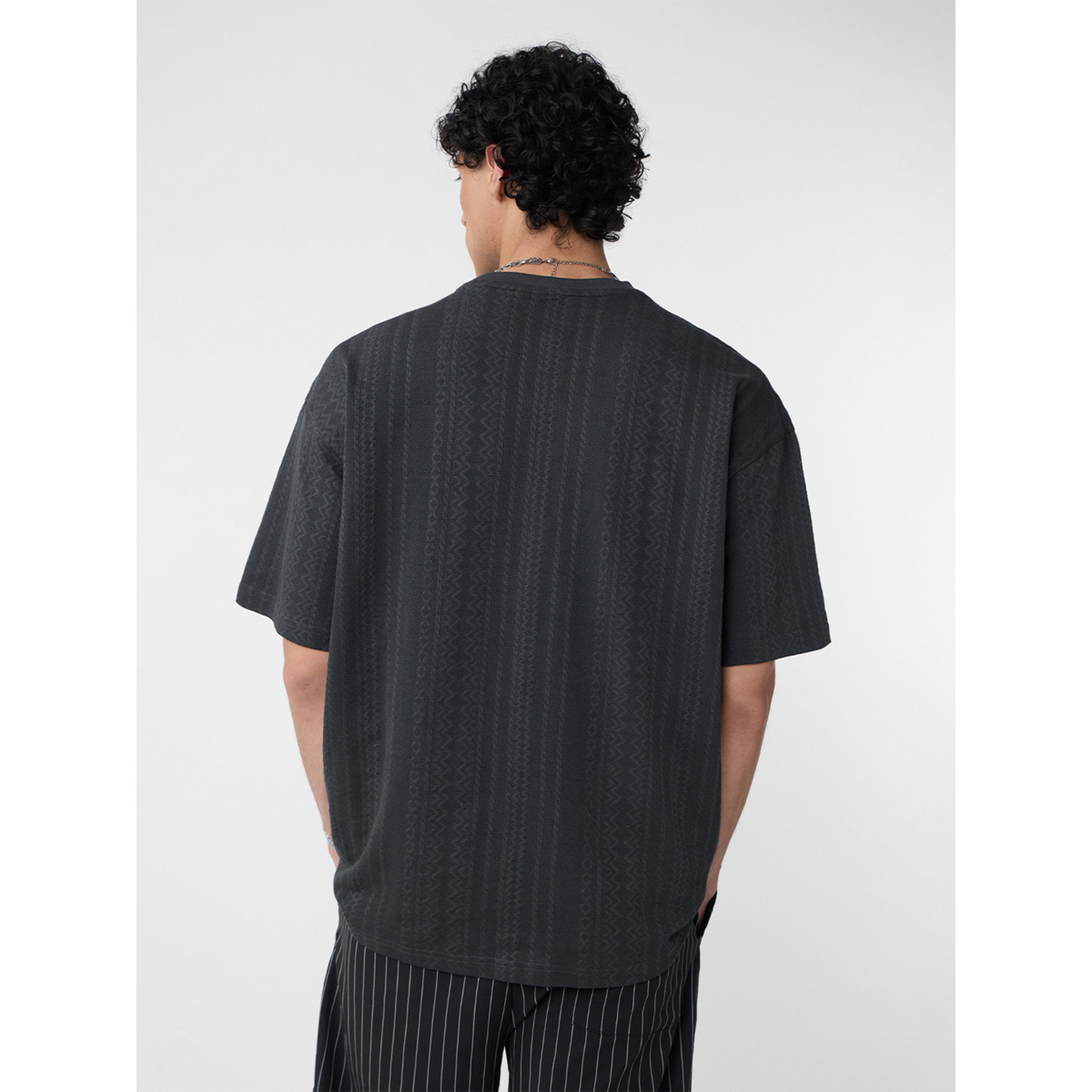 The Souled Store X Styli Men Charcoal Oversized Fit Textured Round Neck T-Shirt-men-clothing-tshirtsandpolos-tshirts-image-3